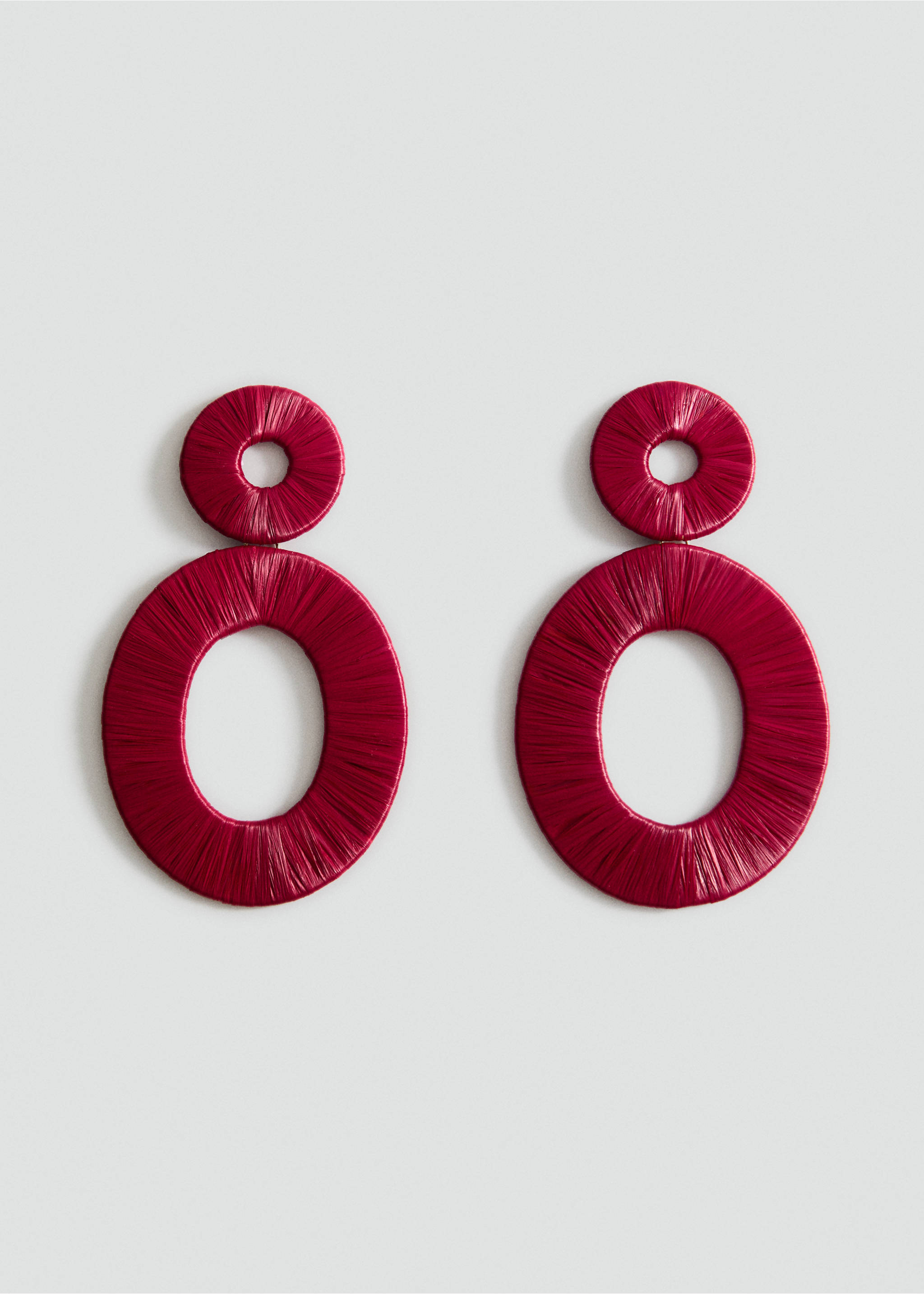 Pendientes diseño circular fibra natural - Artículo sin modelo, Rojo. Ref: 87035955-00.