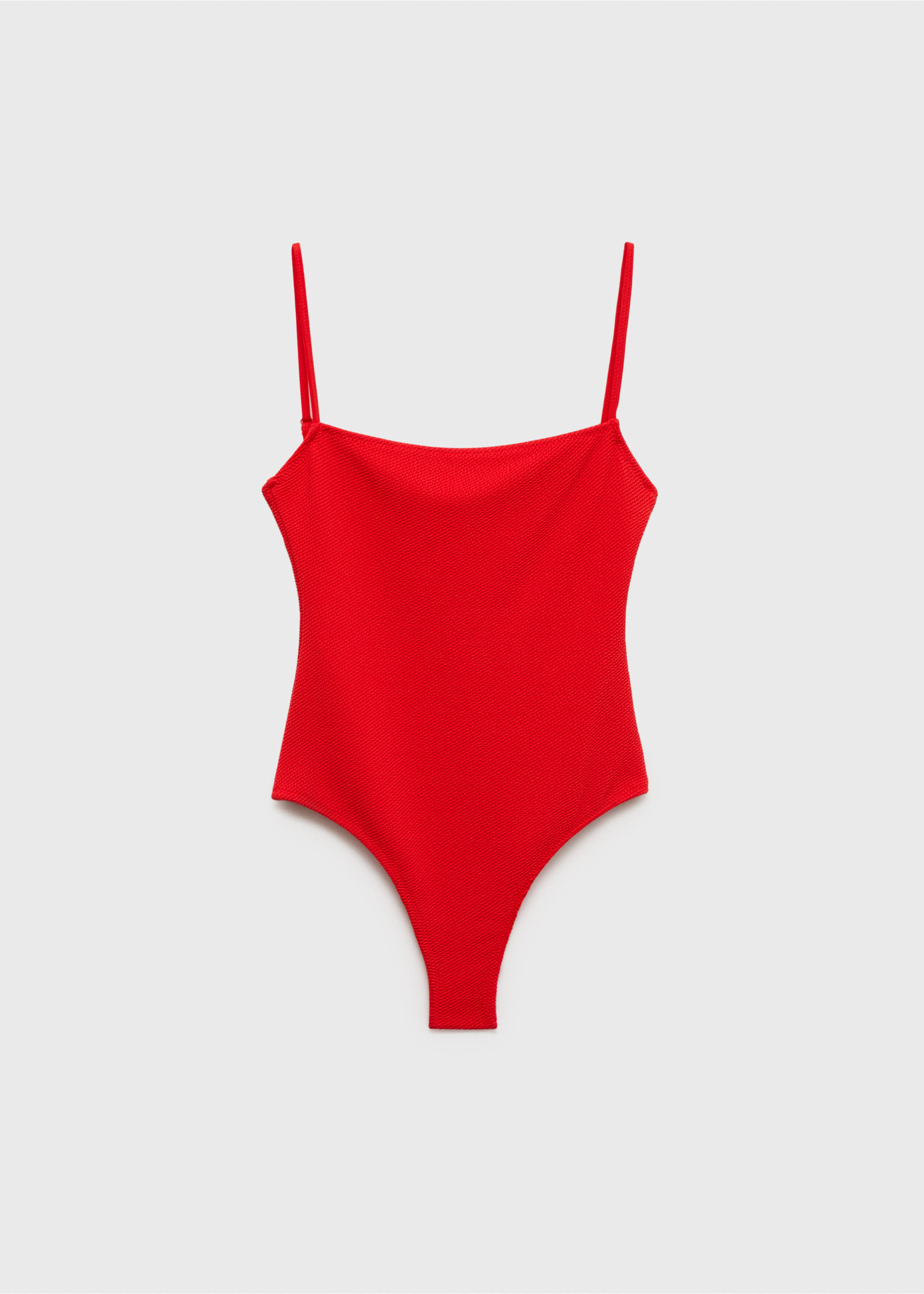 Ribbed knit straps swimsuit - Article without model, Red. Ref: 87035956-00.