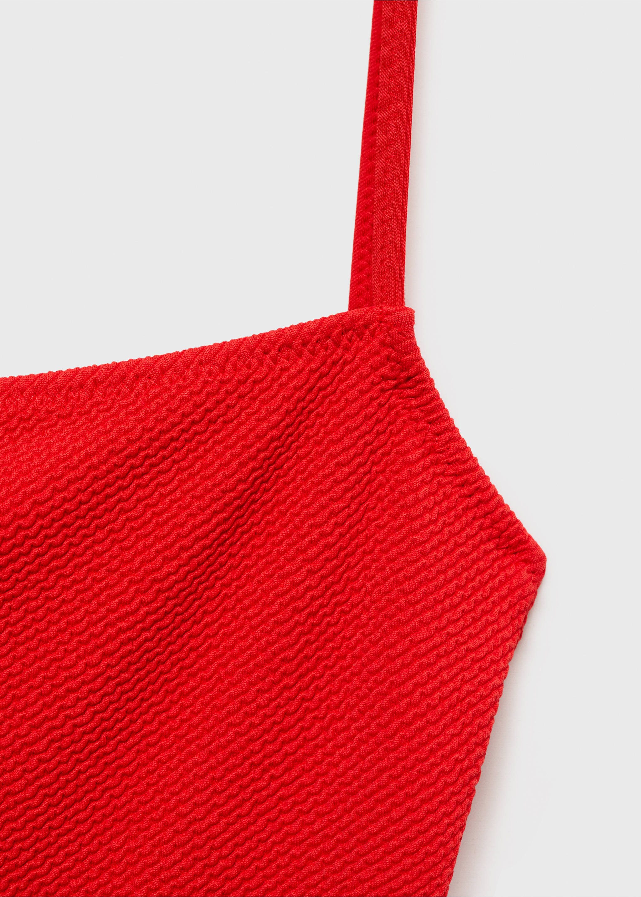 Ribbed knit straps swimsuit - Details of the article 8, Red. Ref: 87035956-00.