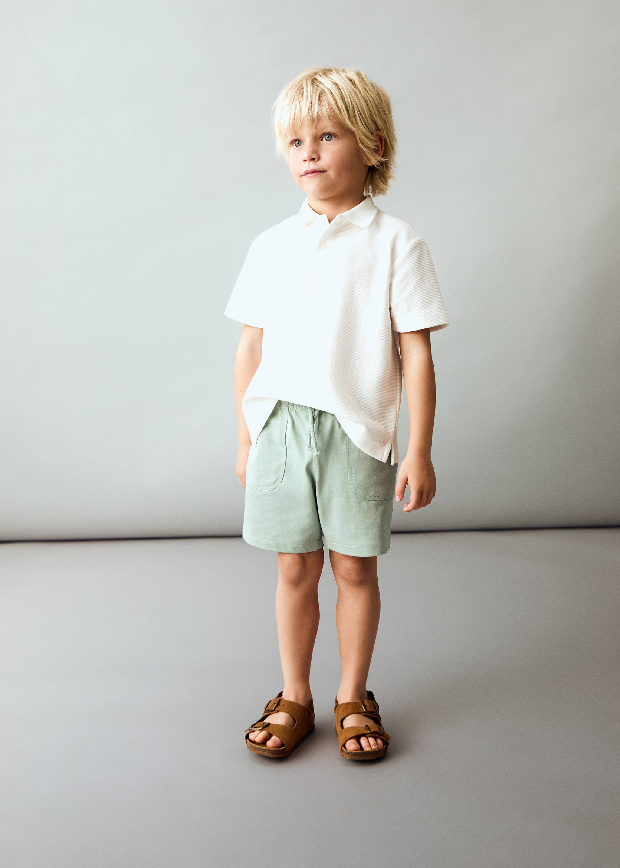 Cotton shorts with drawstring - General plane