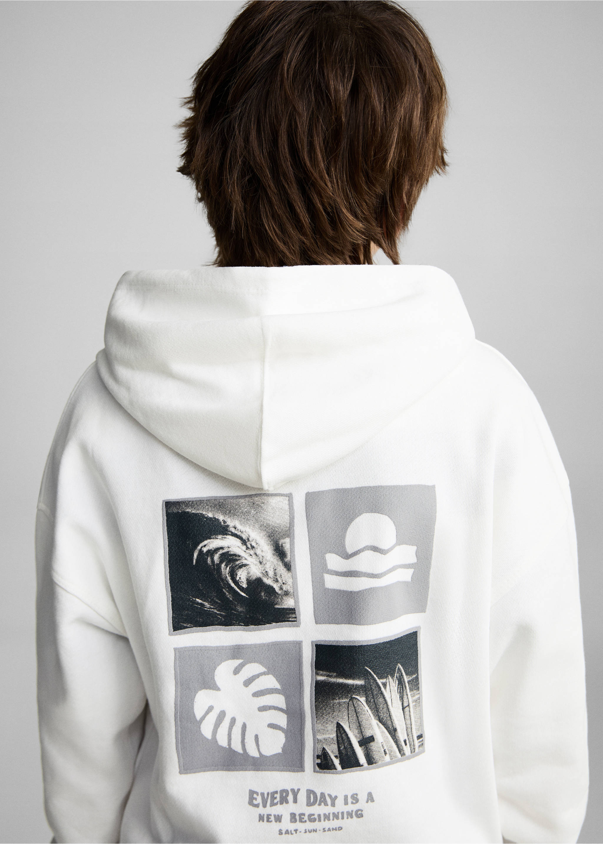 Cotton sweatshirt with printed message - Details of the article 6, Off White. Ref: 87035965-00.