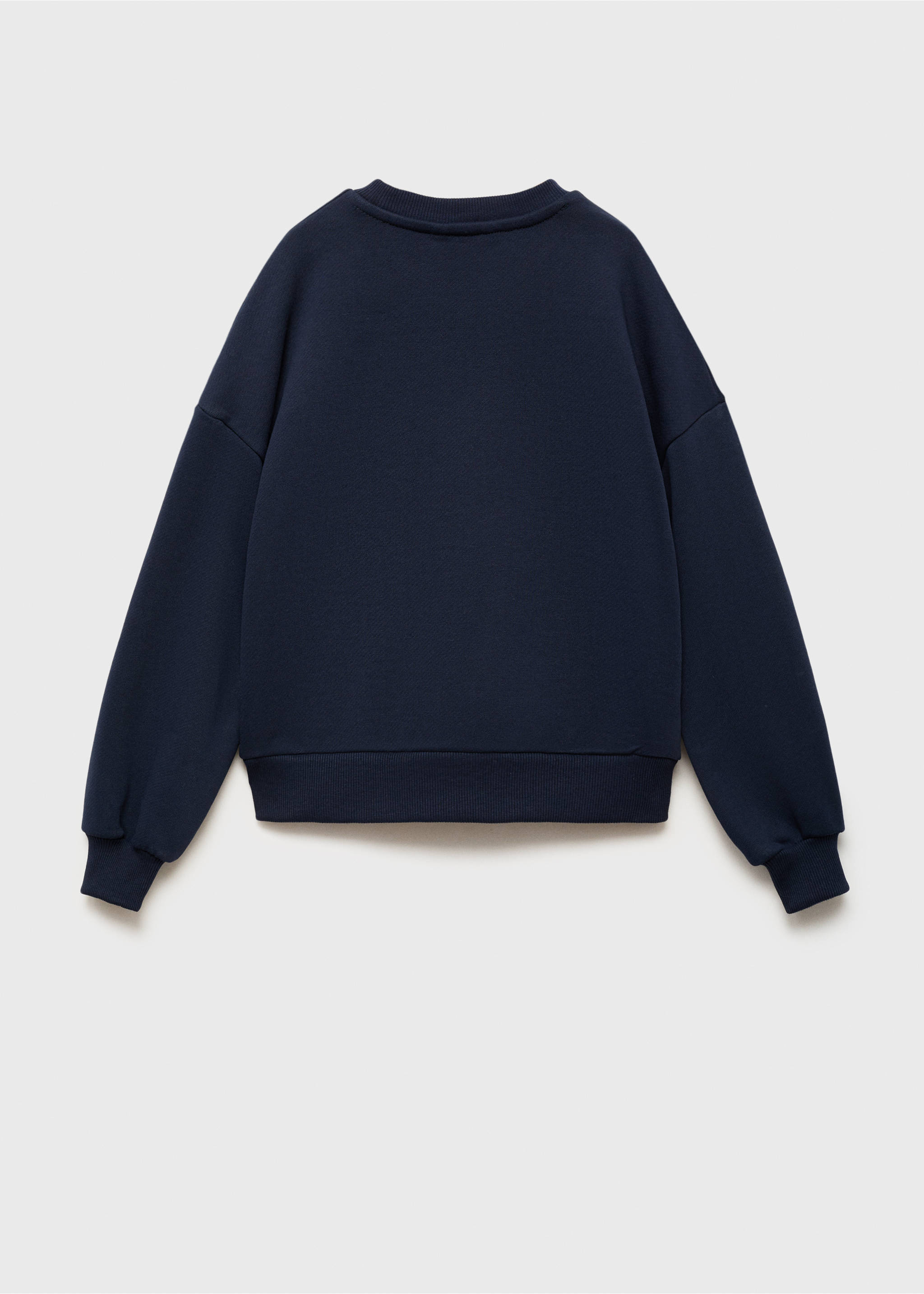 Cotton sweatshirt with embroidered flowers - Reverse of the article, Dark Navy. Ref: 87035971-00.