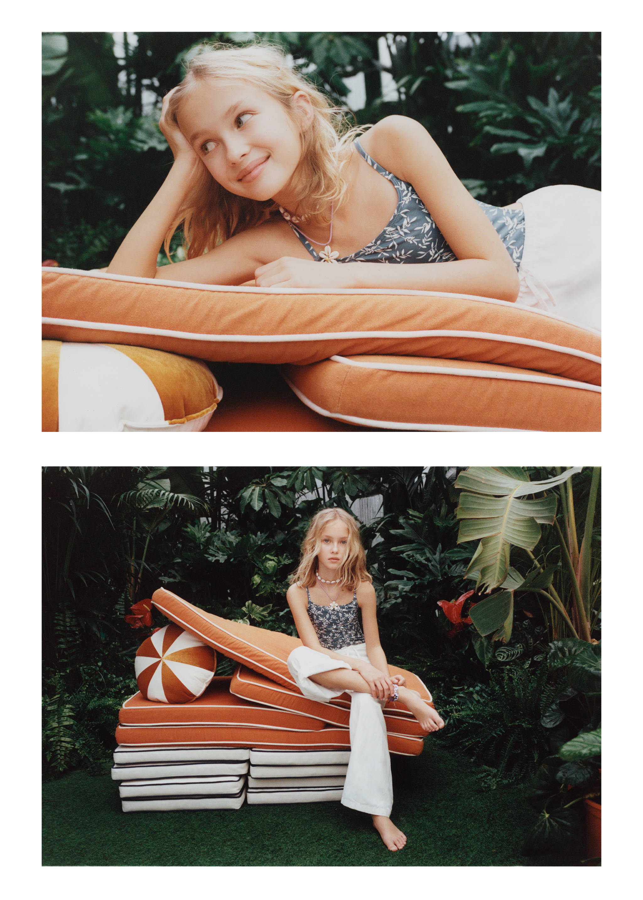 Leaf-print swimsuit - Details of the article 5, Black. Ref: 87035976-00.