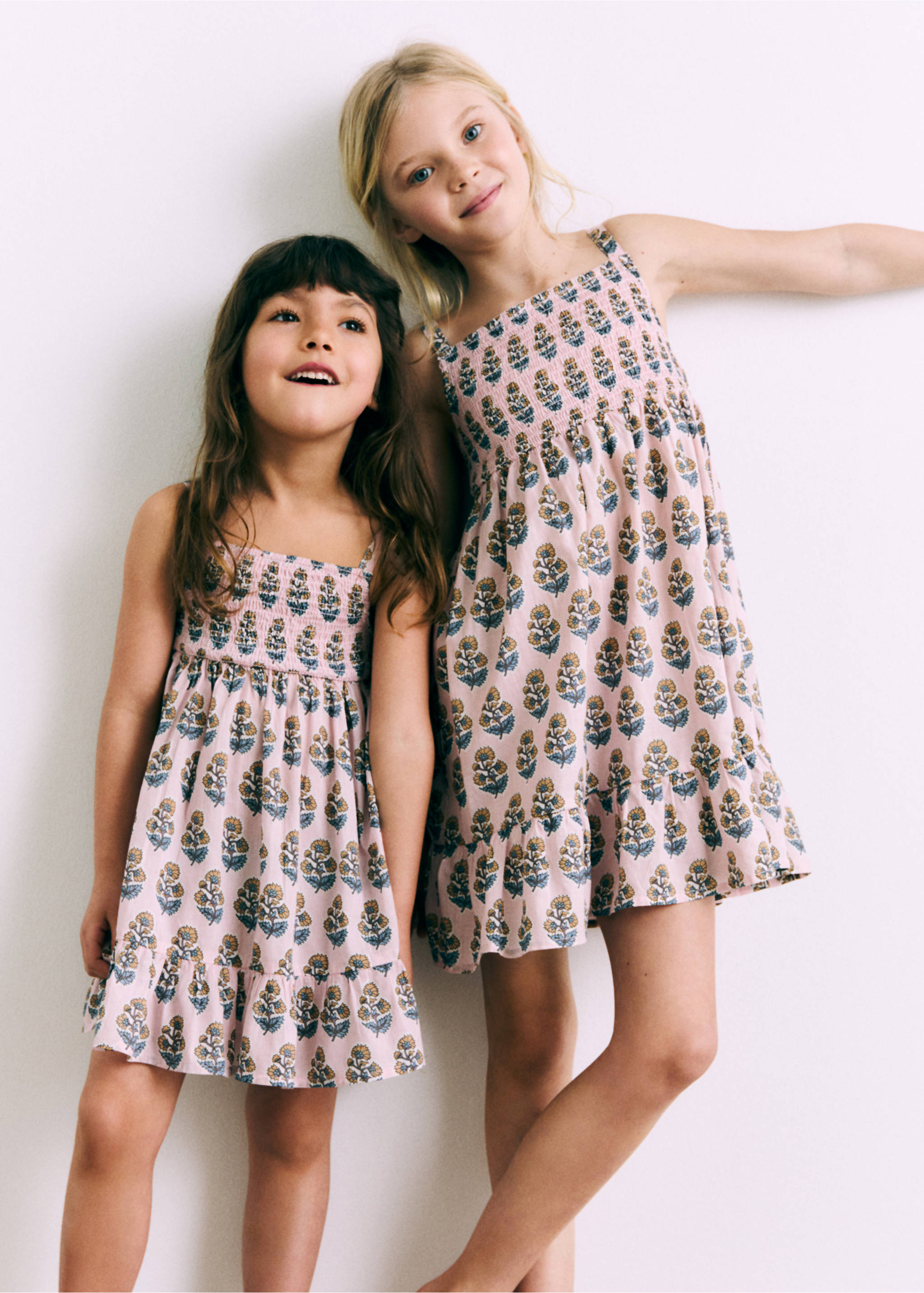 Φόρεμα βαμβακερό λουλούδια - Λεπτομέρεια του προϊόντος 5, Ροζ. Ref: 87035978-00.