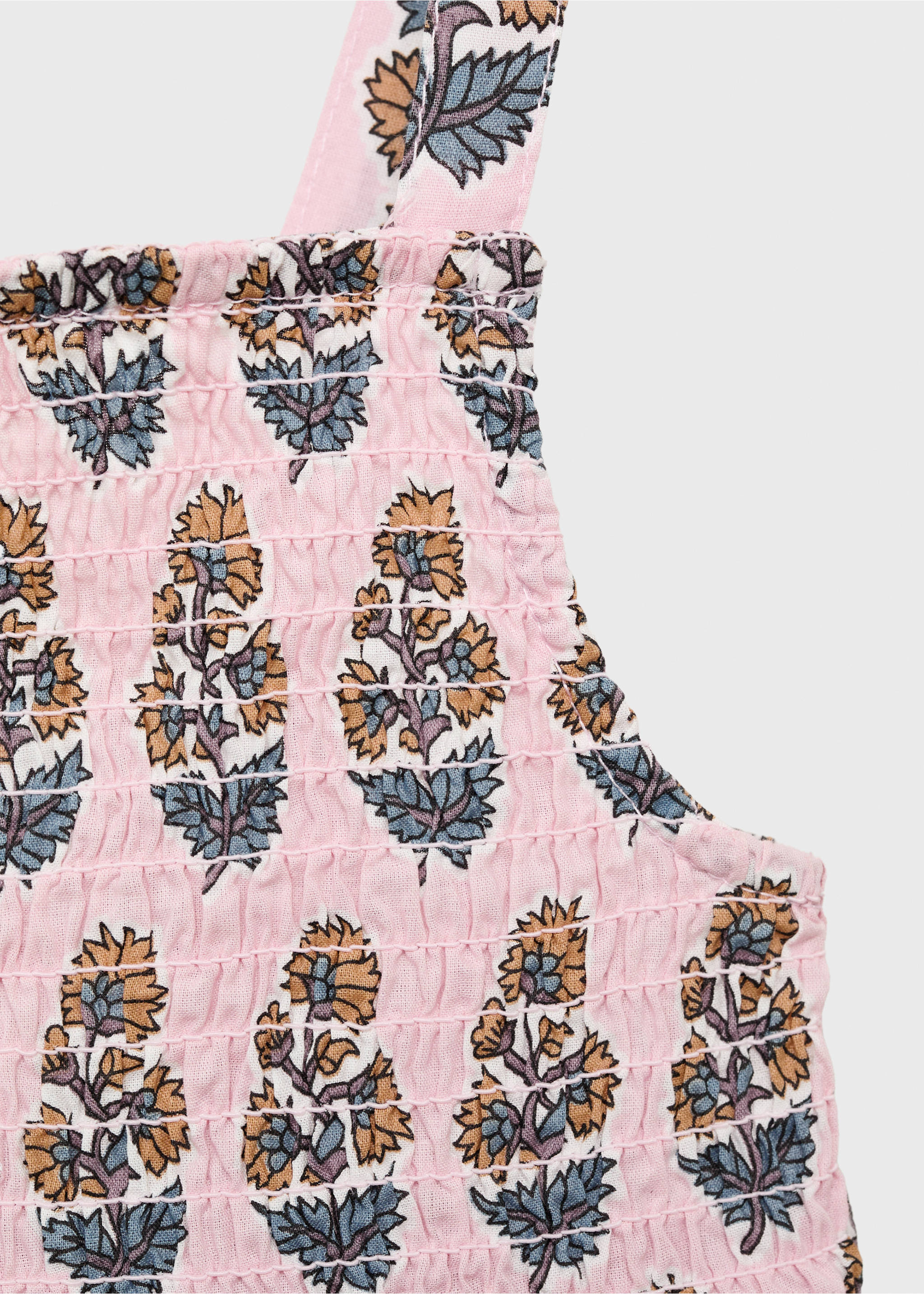 Baumwollkleid mit Blumenmotiven - Detail des Artikels 8, Rosa. Ref: 87035979-00.