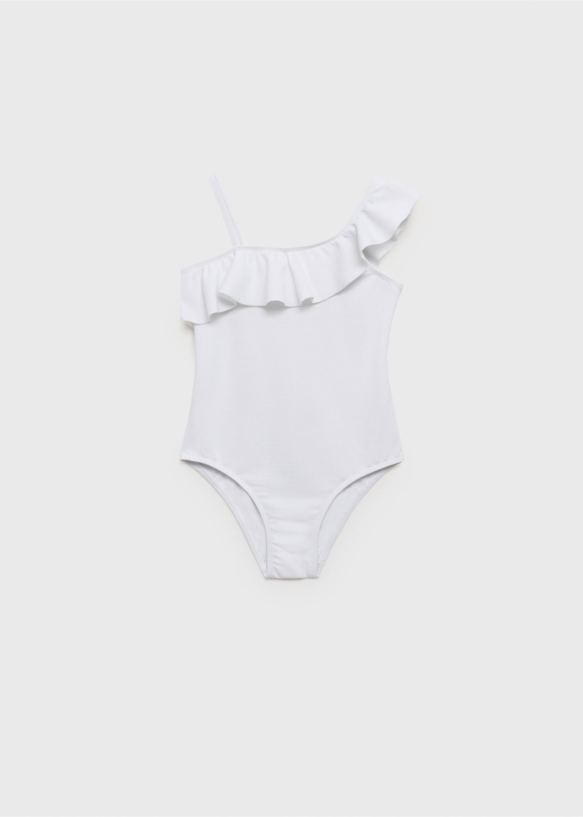 Asymmetric ruffle swimsuit - Article without model, White. Ref: 87035987-00.