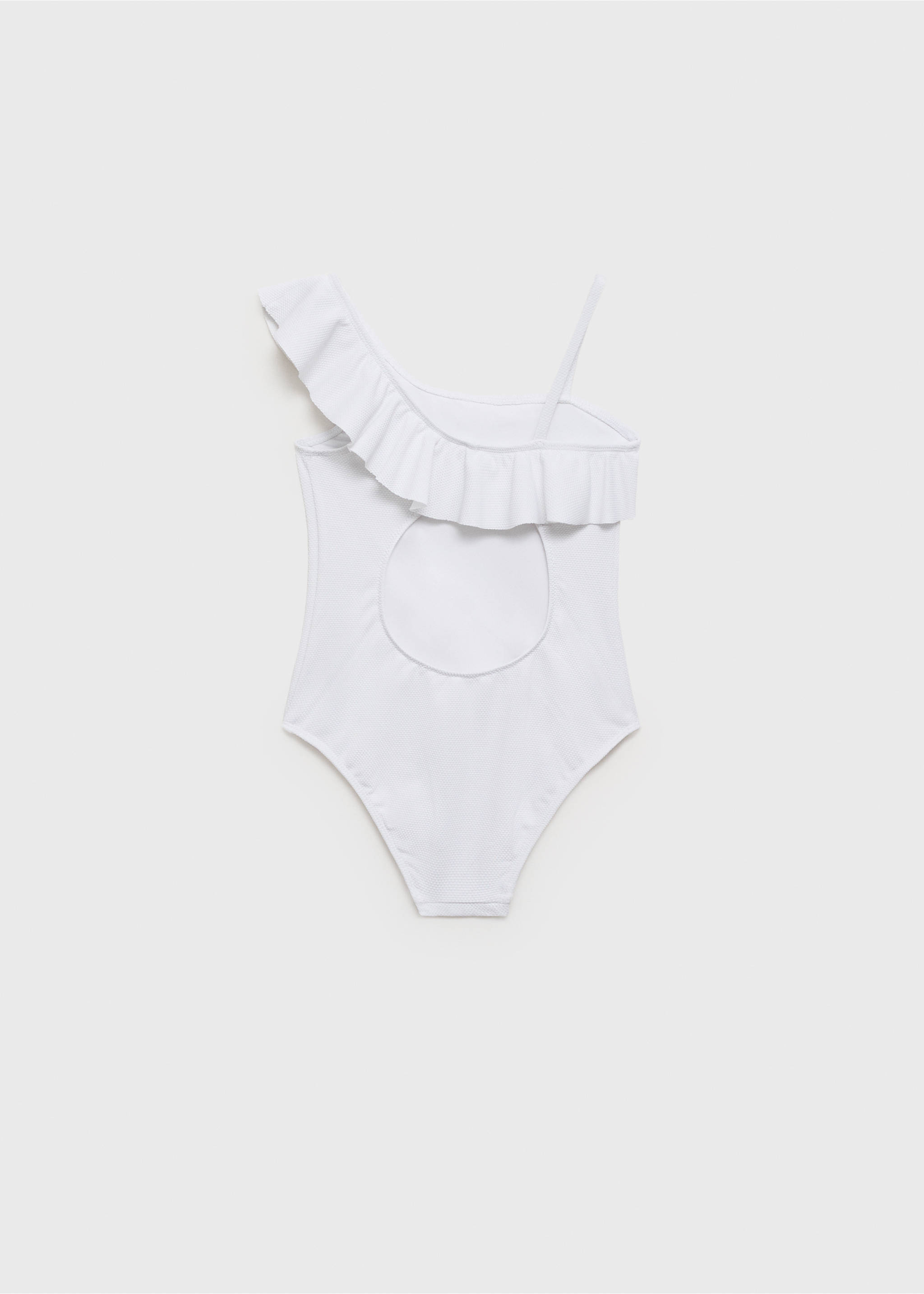 Asymmetric ruffle swimsuit - Reverse of the article, White. Ref: 87035987-00.