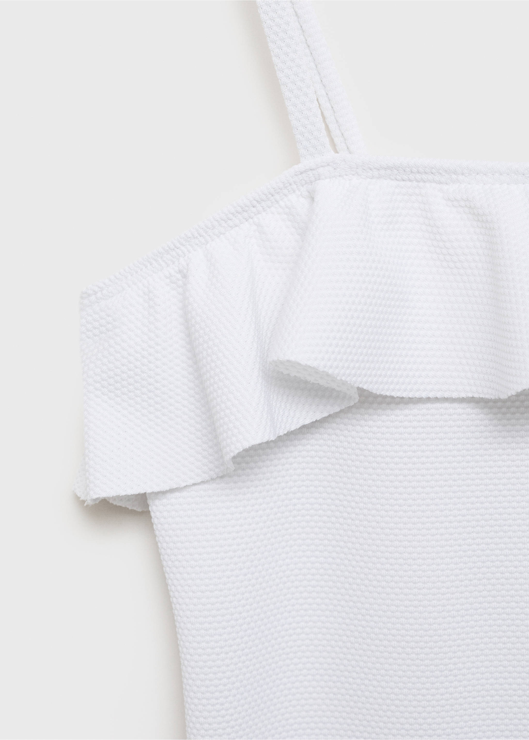 Asymmetric ruffle swimsuit - Details of the article 8, White. Ref: 87035987-00.