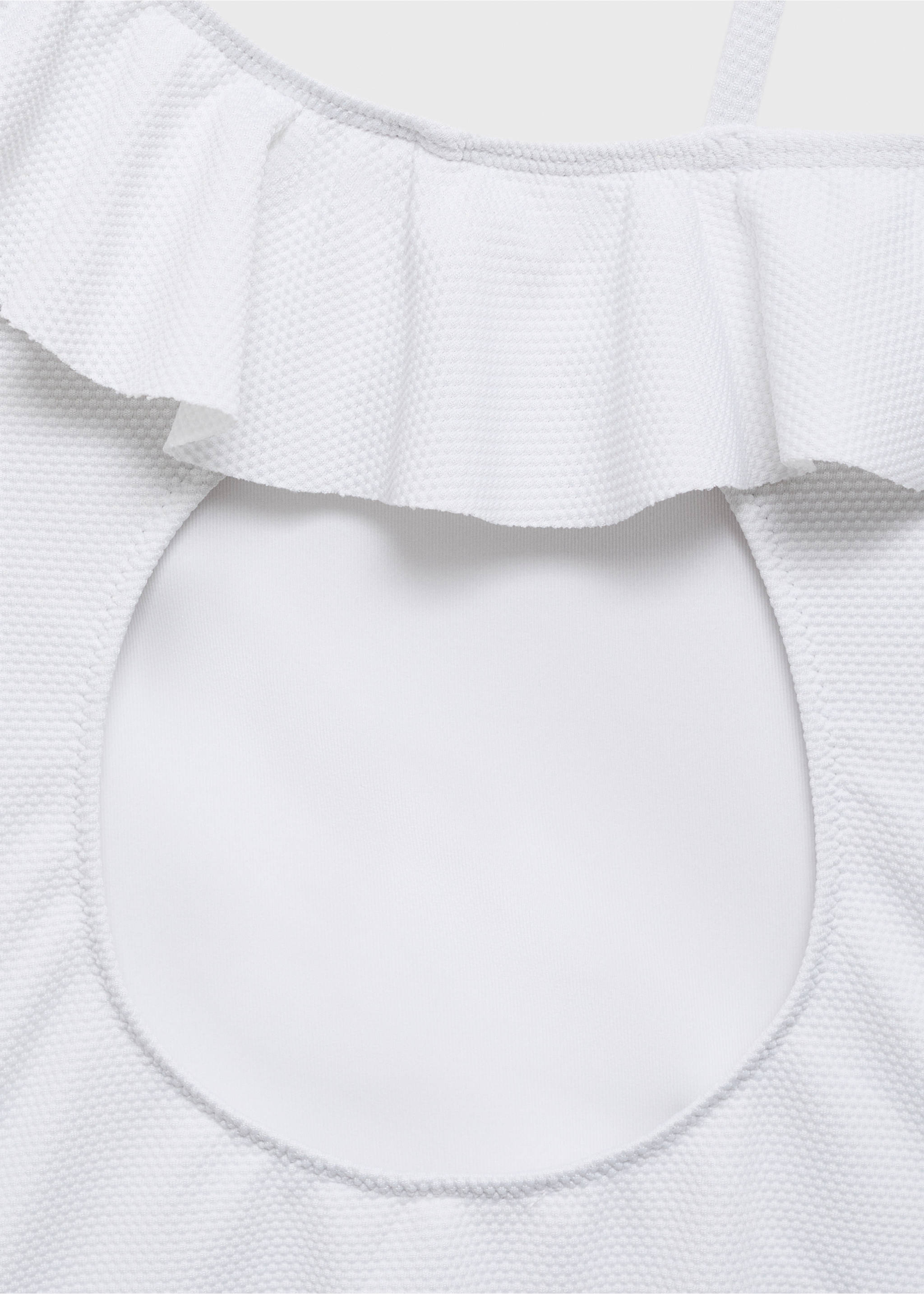 Asymmetric ruffle swimsuit - Details of the article 0, White. Ref: 87035987-00.