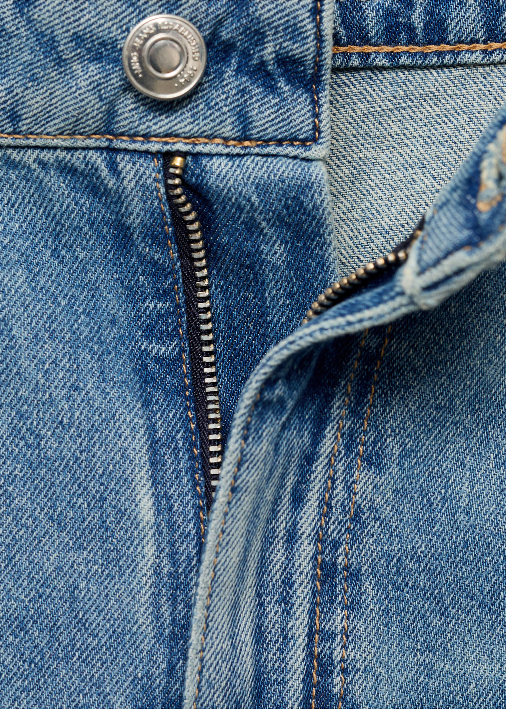 Wide leg jeans with frayed hem - Details of the article 0, Medium Blue. Ref: 87035992-00.