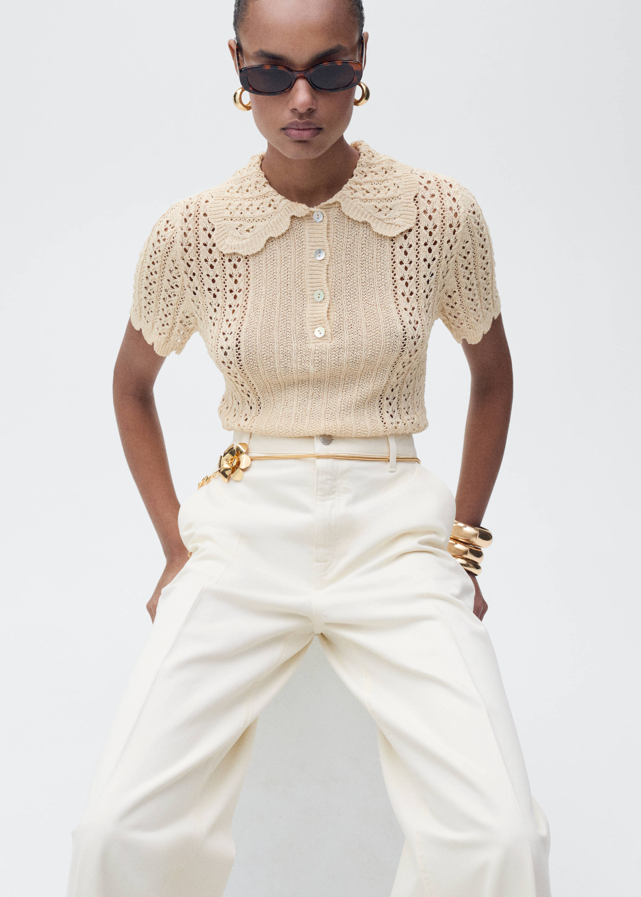 High-waisted wideleg jeans - Details of the article 1