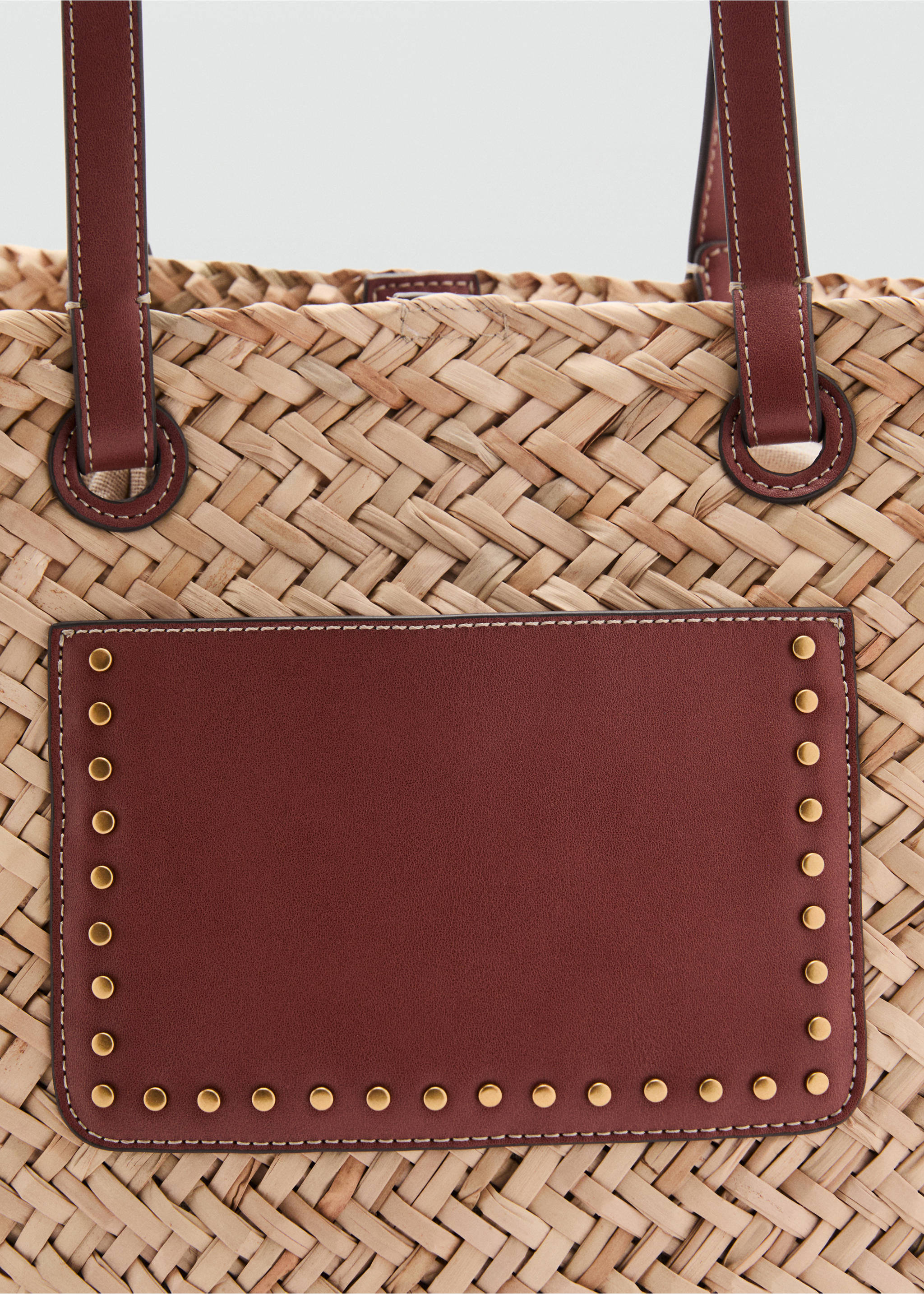 Capazo grande doble asa fibra natural - Detalle del artículo 2, Cuero. Ref: 87036335-00.