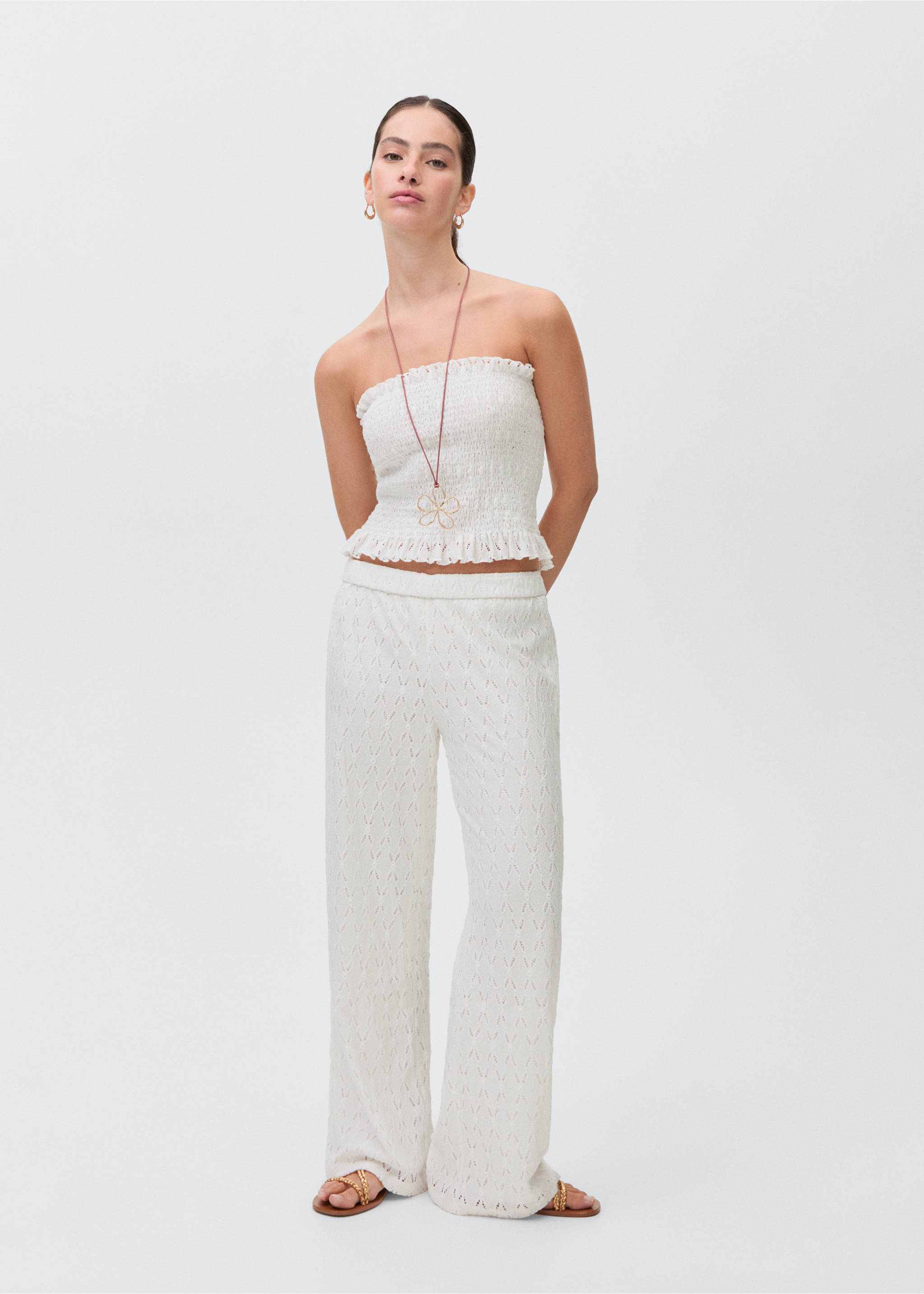 Ruched strapless top - General plane, Off White. Ref: 87036336-00.