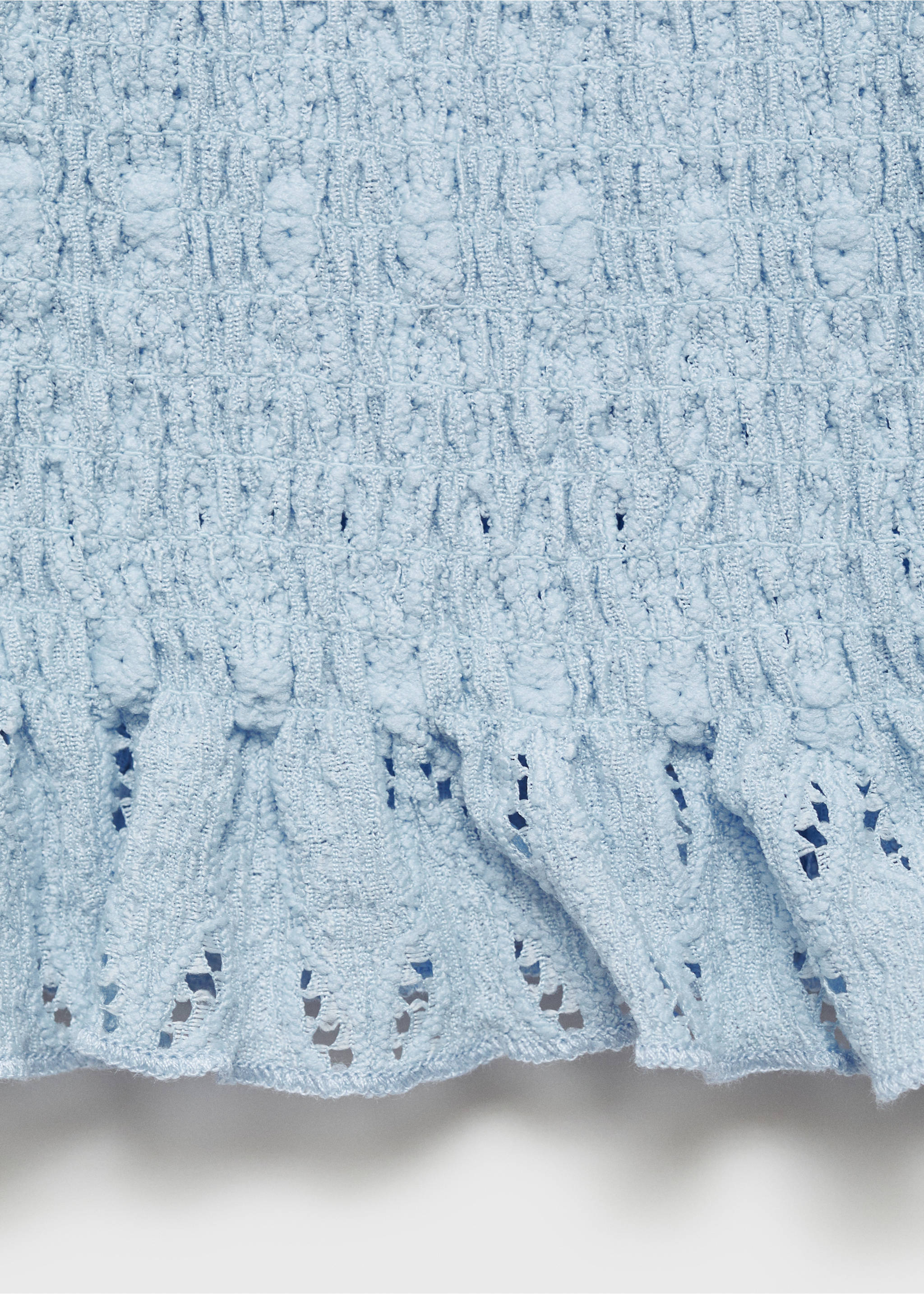 Schulterfreies Top mit Raffdetails - Detail des Artikels 0, Himmelblau. Ref: 87036336-00.