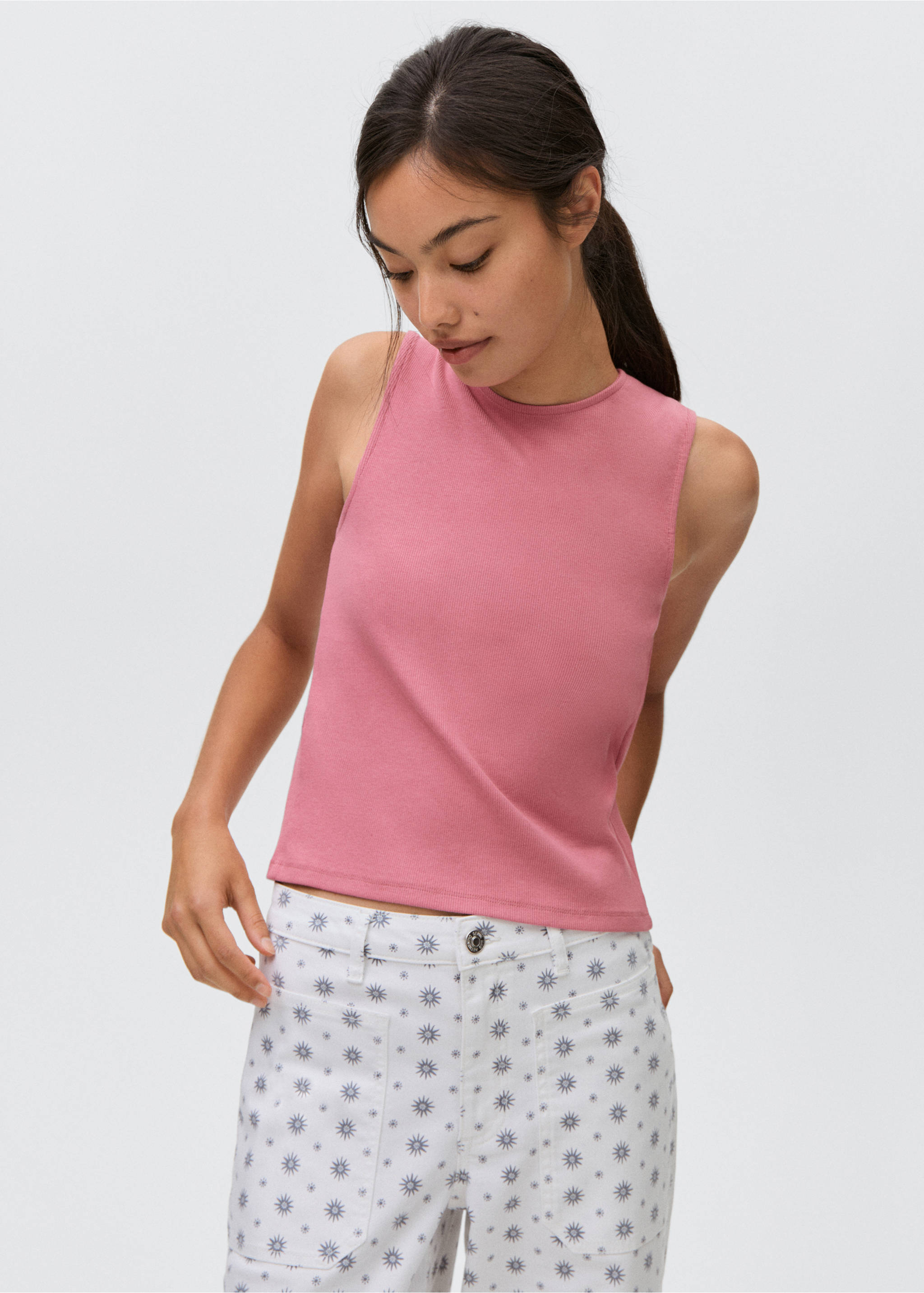 Top espalda entrelazada - Plano medio, Rosa pastel. Ref: 87036343-00.