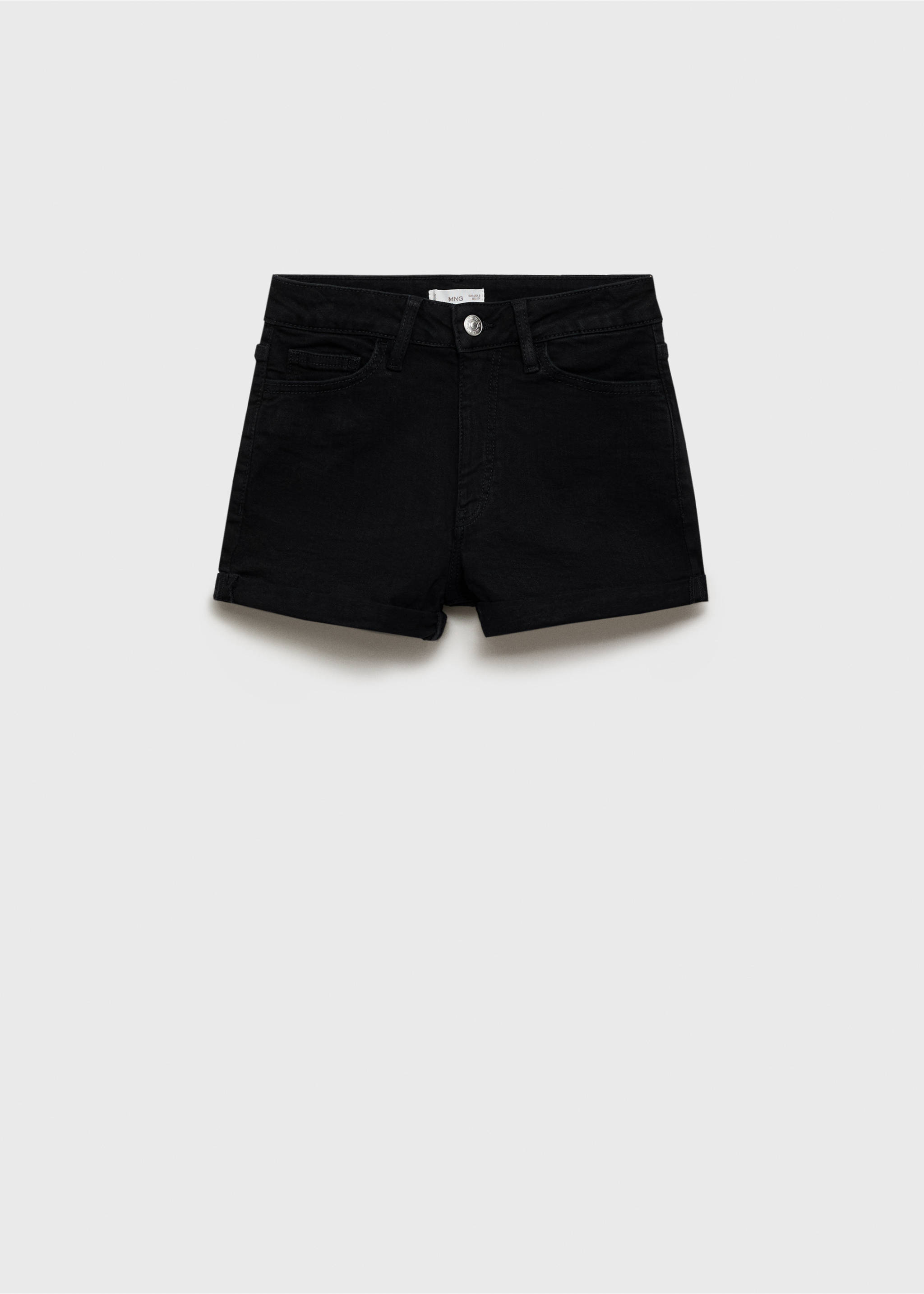 Straight-fit denim shorts - Article without model, Black denim. Ref: 87036352-00.