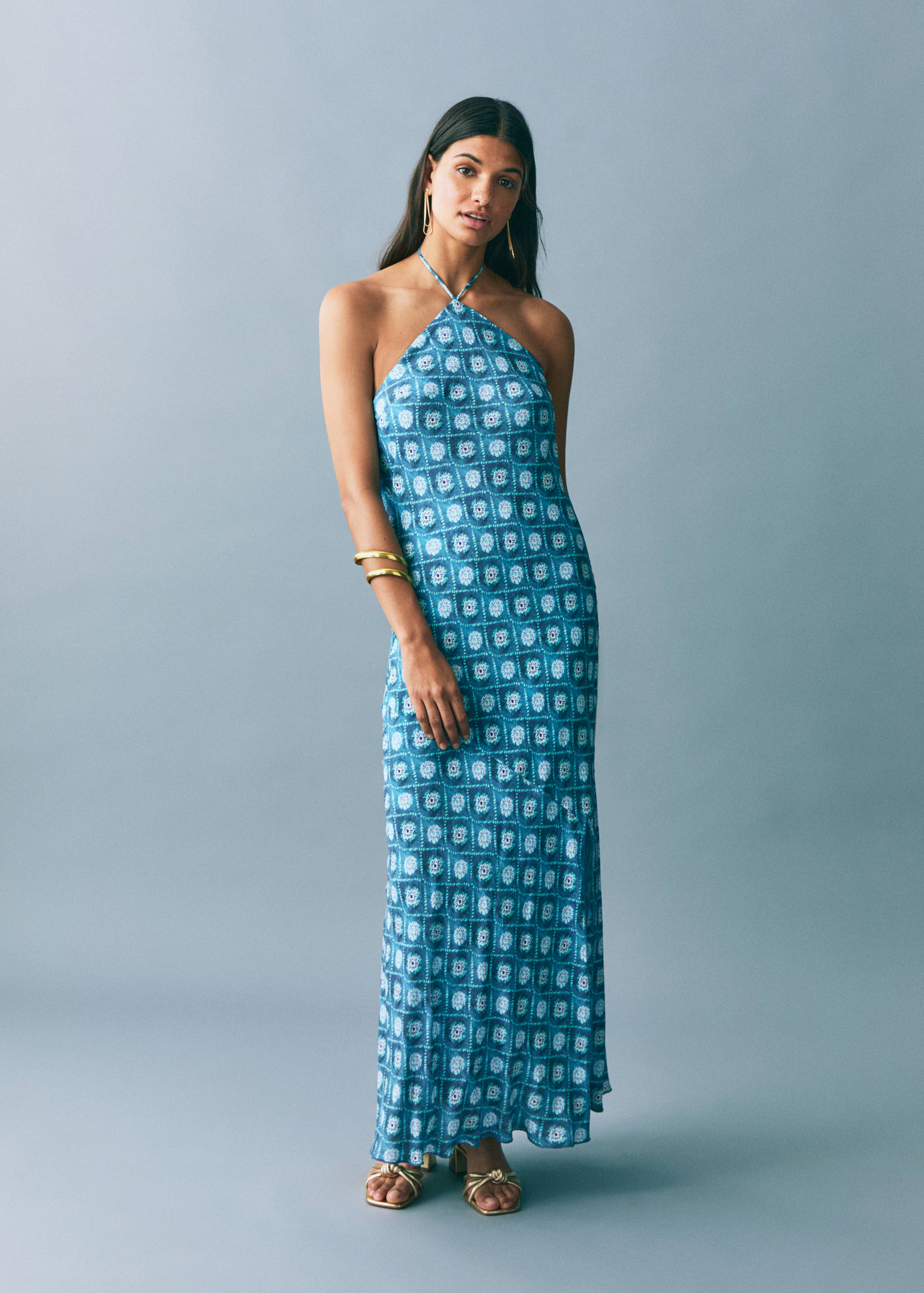 Halter-neck printed dress - General plane