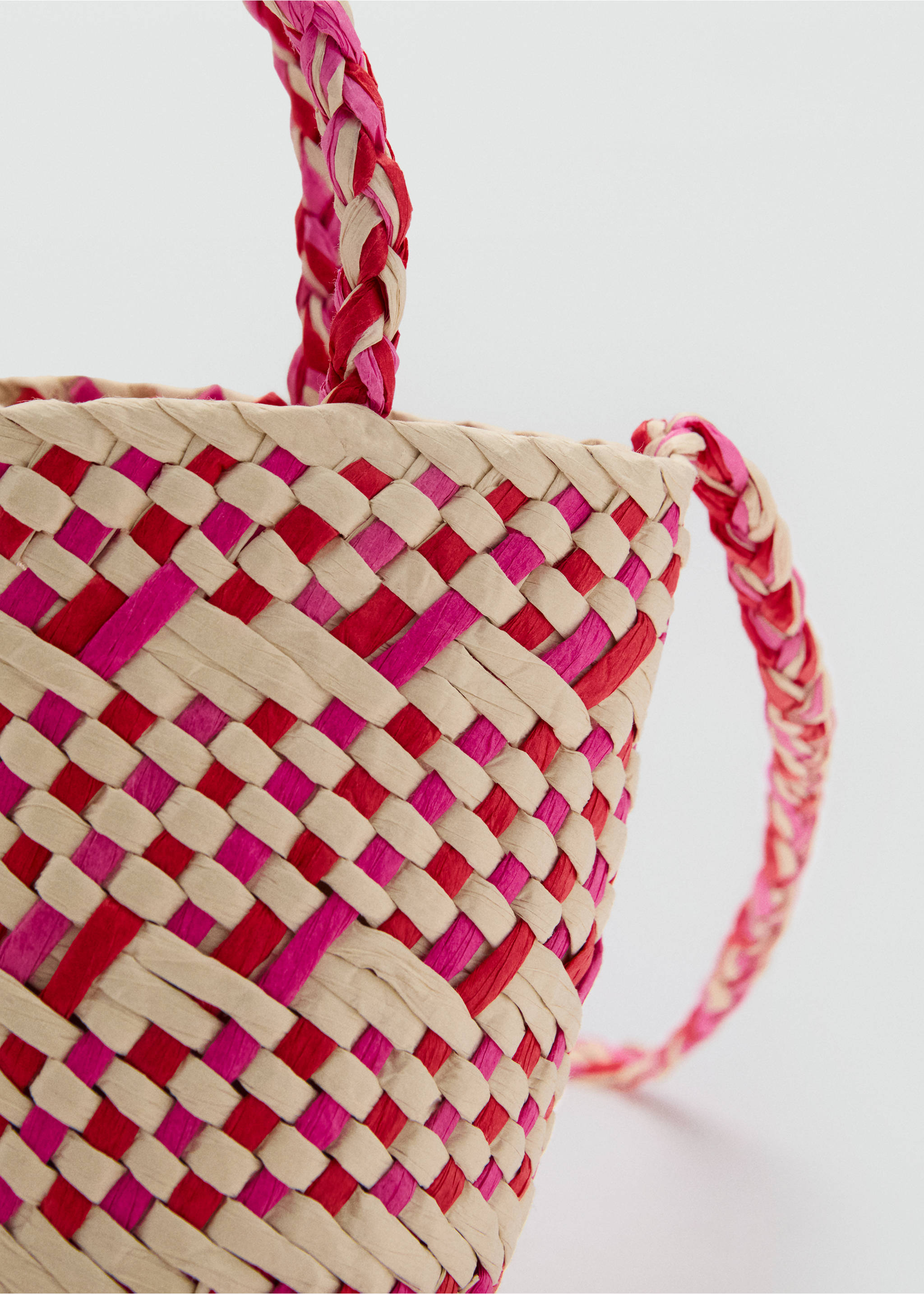 Braided mini bag - Details of the article 2, Pink. Ref: 87036711-00.