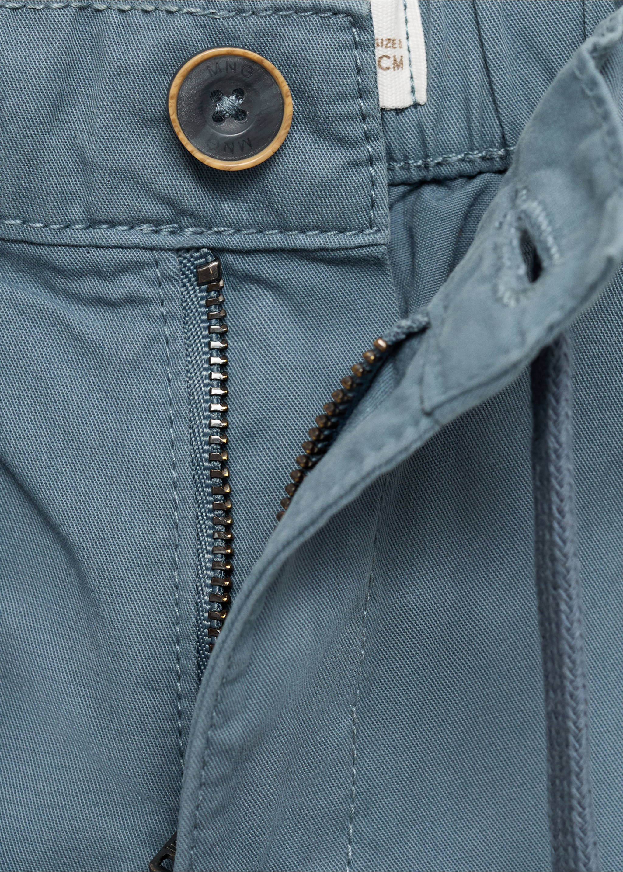 Elastic waist Bermuda shorts - Details of the article 8, Blue. Ref: 87036713-00.