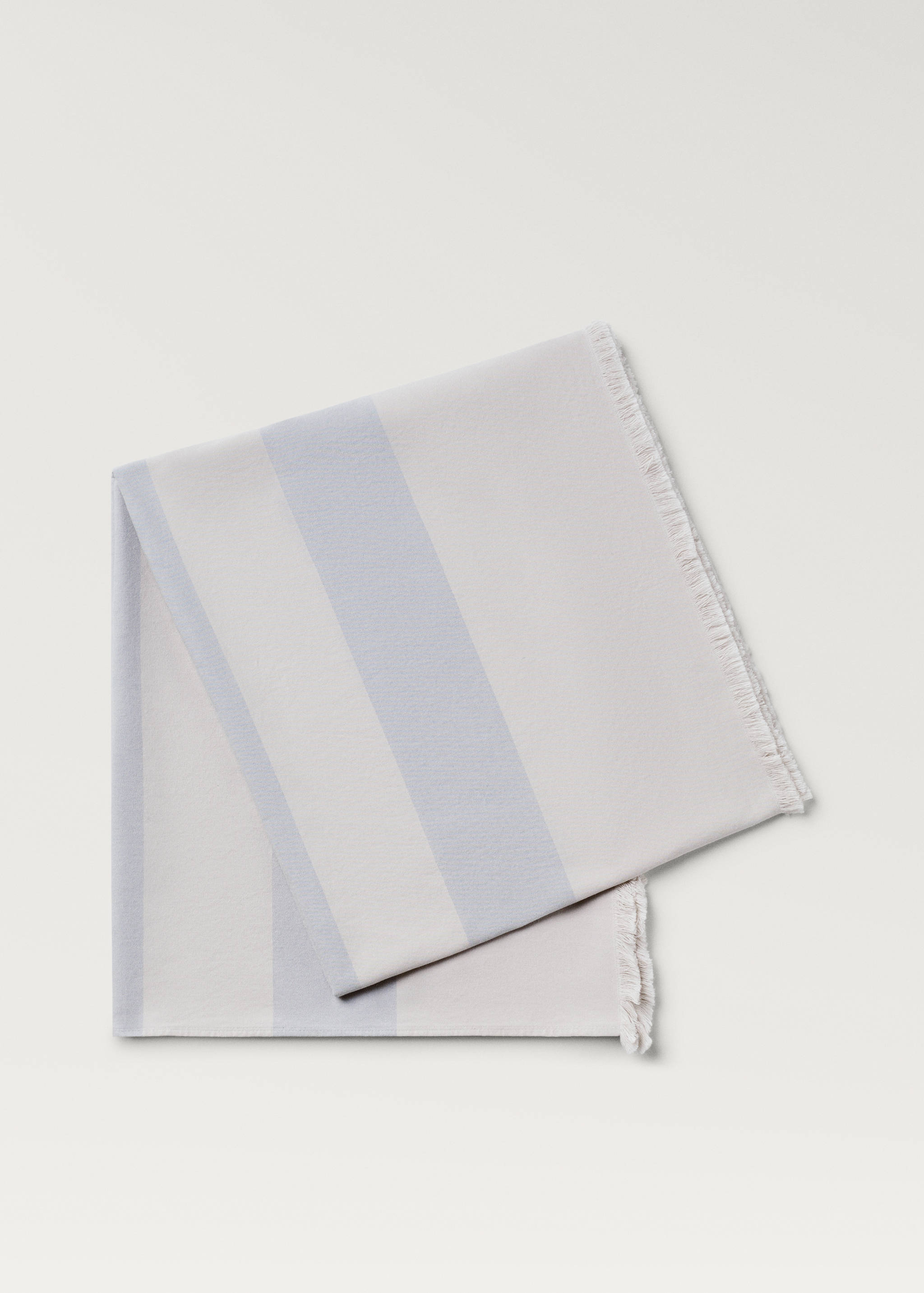 Cotton beach towel with stripes and fringed trim - Article without model