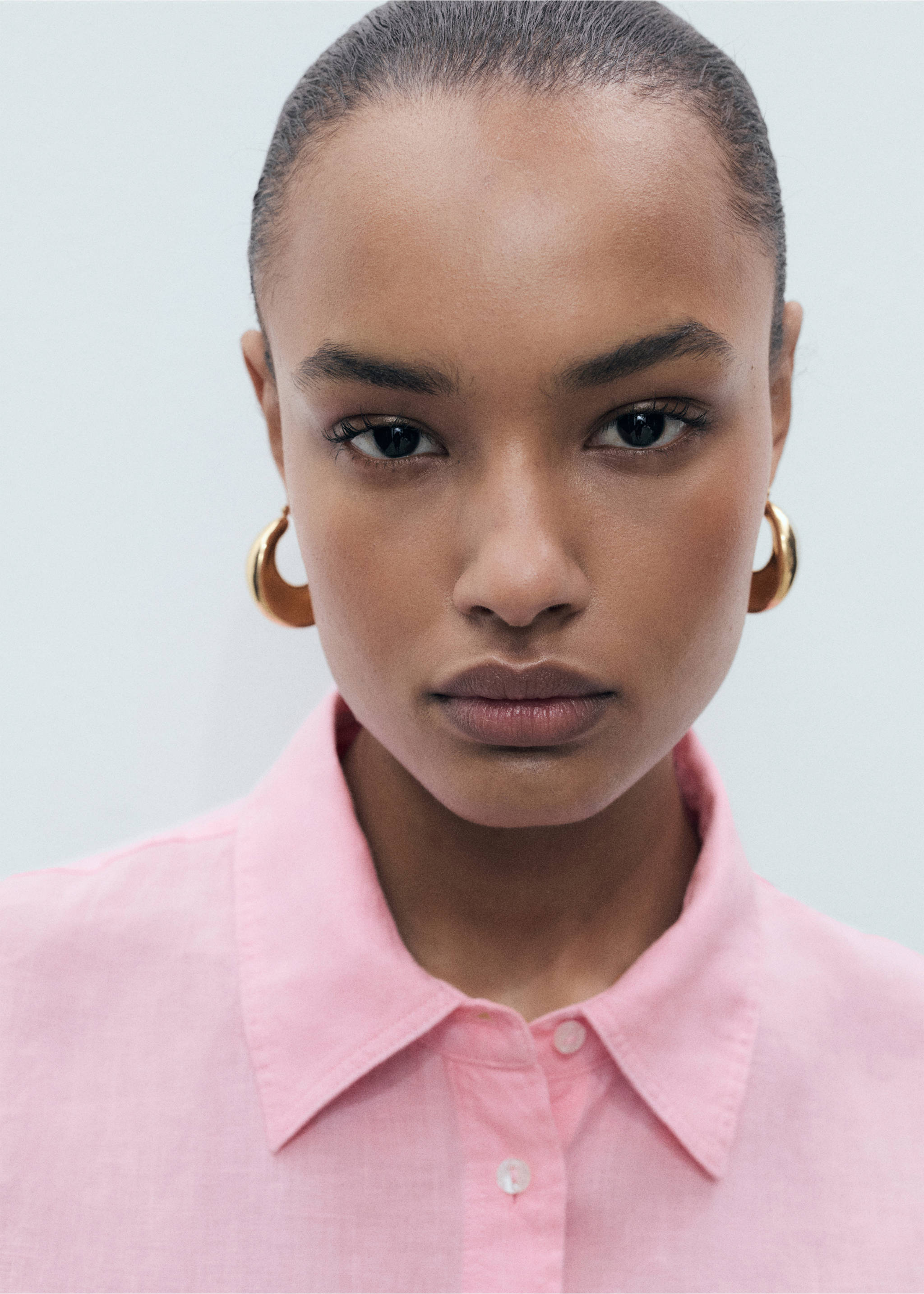 Linen oversized shirt - Details of the article 1, Light Pink. Ref: 87037162-00.