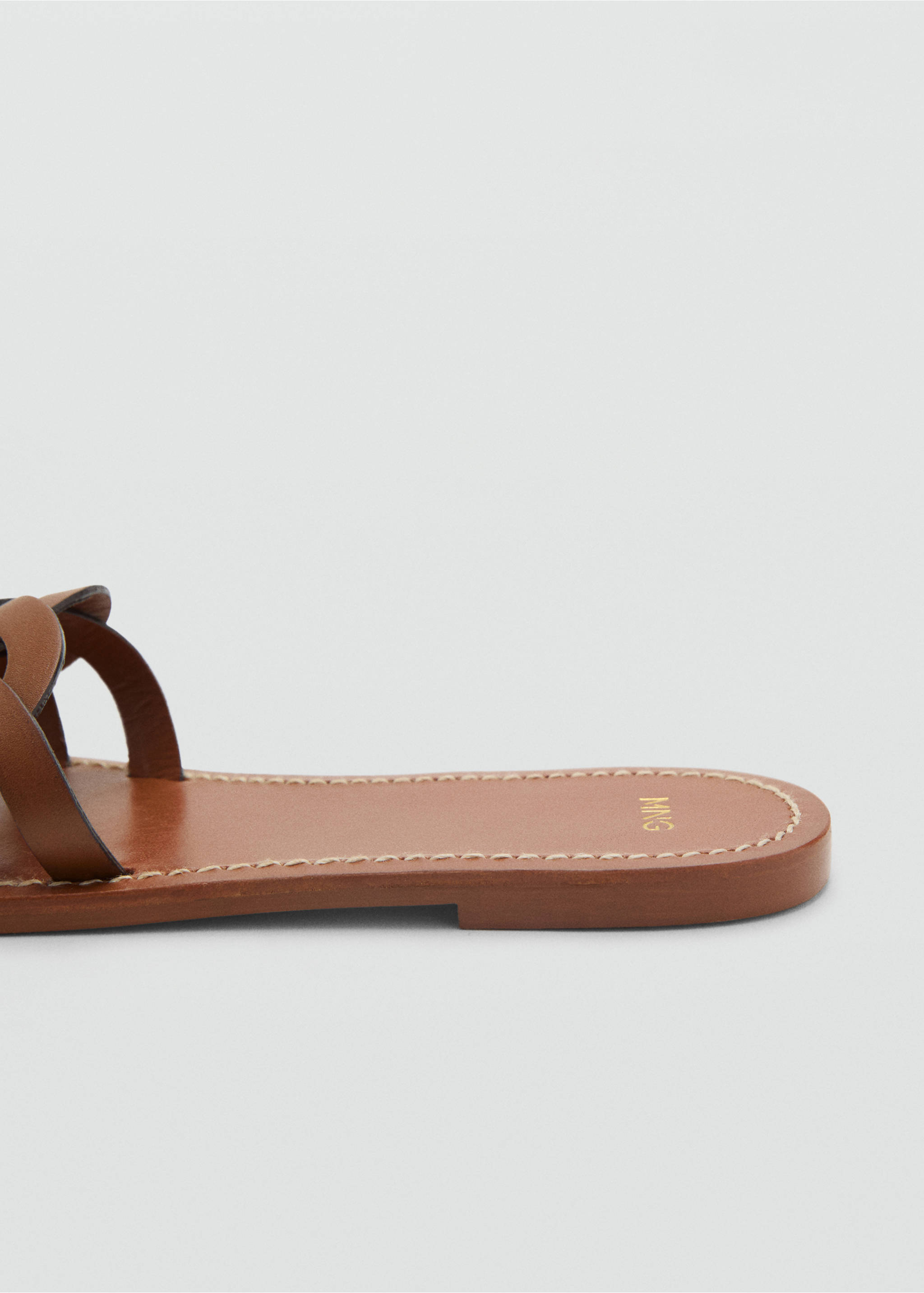 Leather sandals with intertwined strap - Details of the article 1, Leather. Ref: 87037164-00.