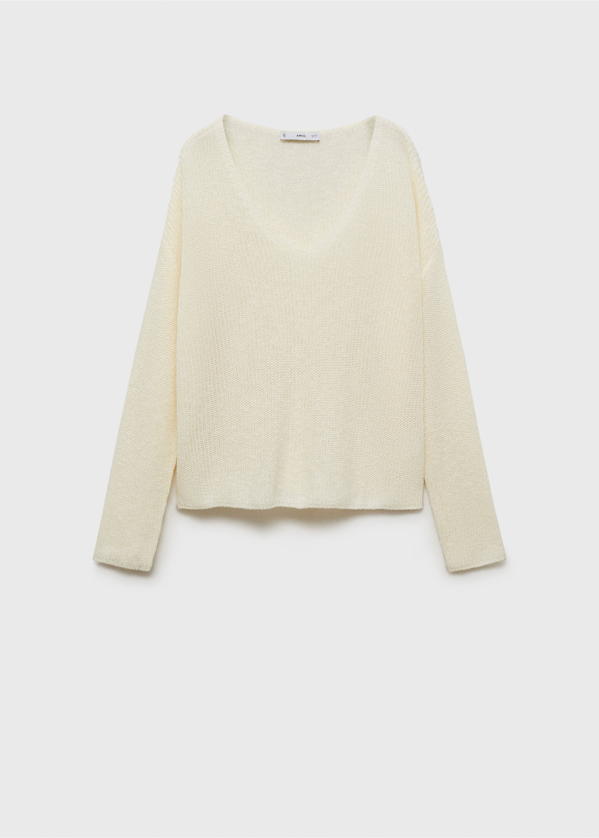 V-neck knit sweater - Article without model, Ecru. Ref: 87037165-00.