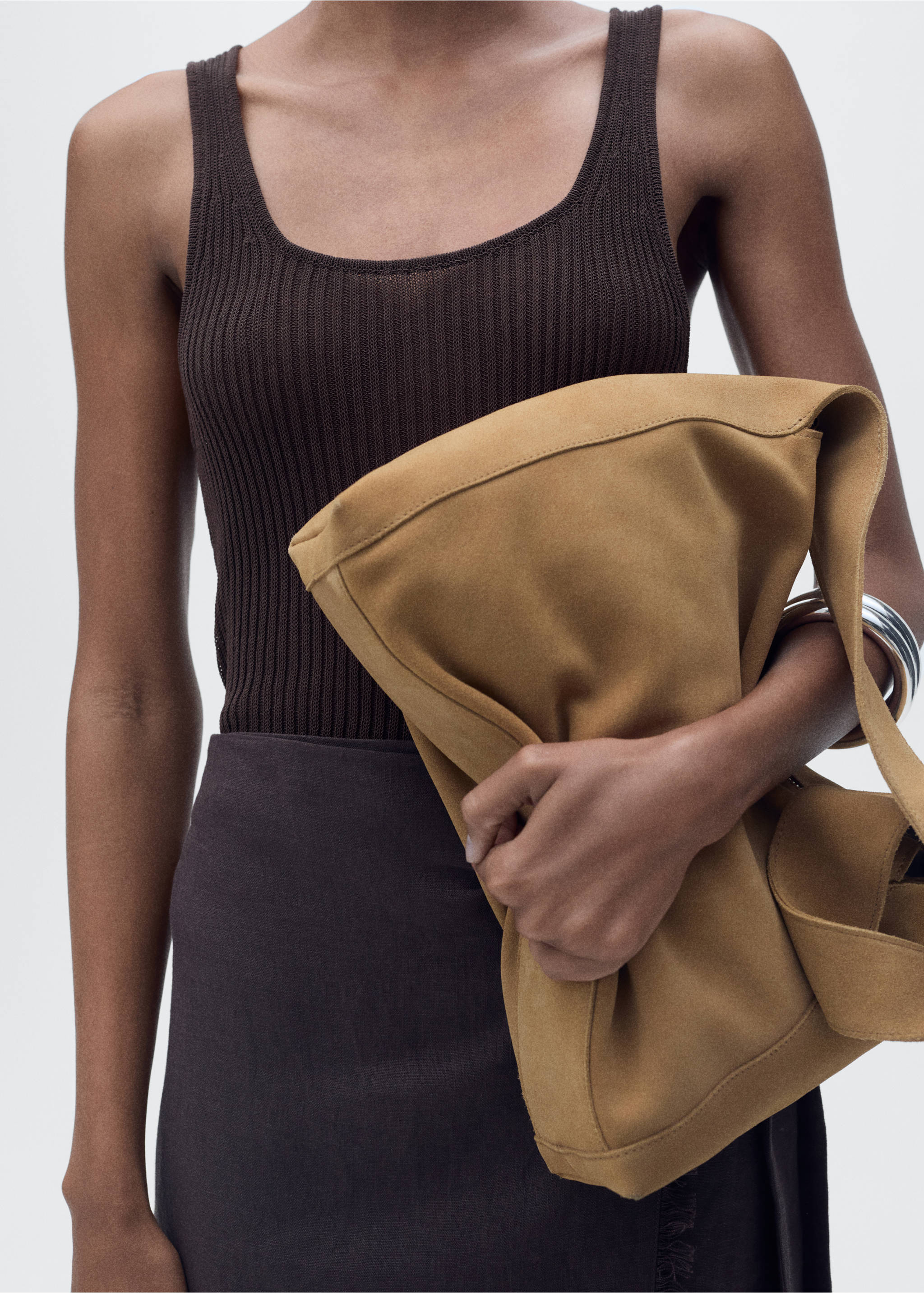 Chunky rib-knit top - Details of the article 3, Chocolate. Ref: 87037166-00.