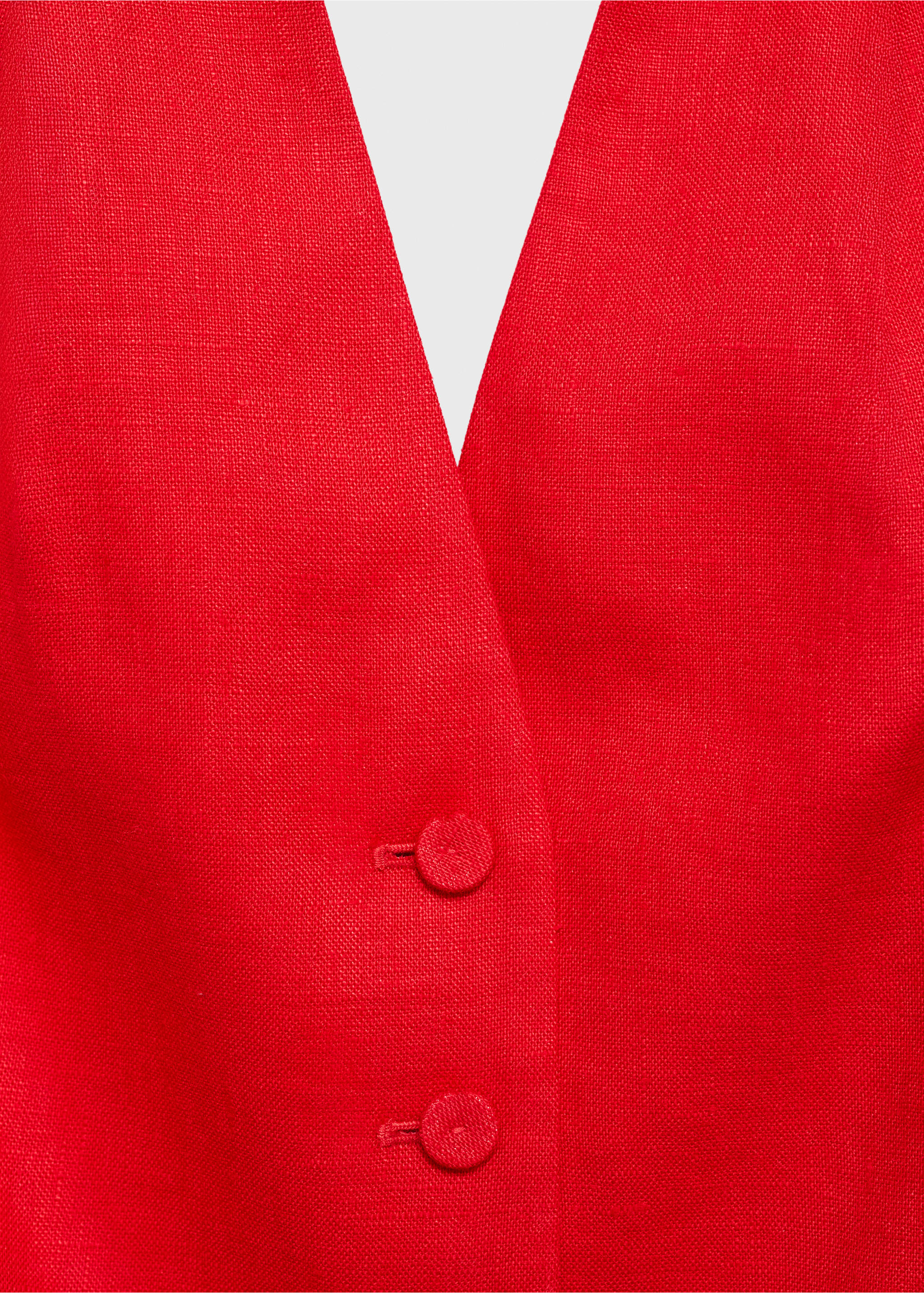 Linen halter-neck suit waistcoat - Details of the article 8, Red. Ref: 87037172-00.
