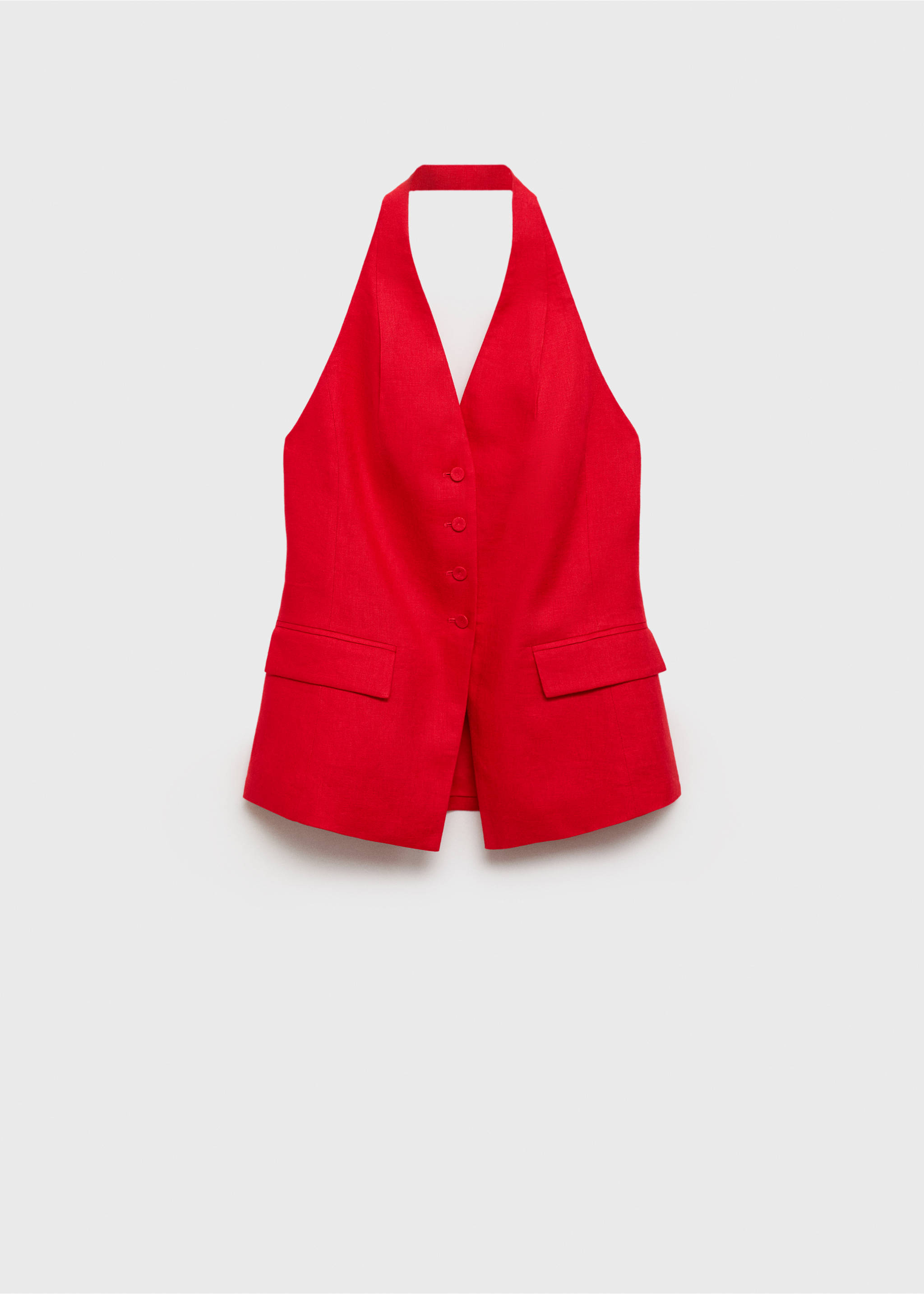 Linen halter-neck suit vest - Article without model, Red. Ref: 87037172-00.