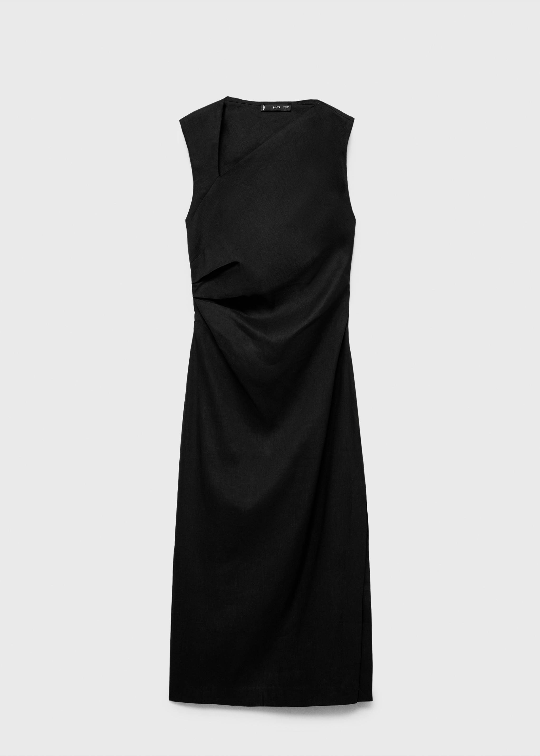 Robe lin asymétrique - Article sans modèle, Noir. Ref: 87037175-00.