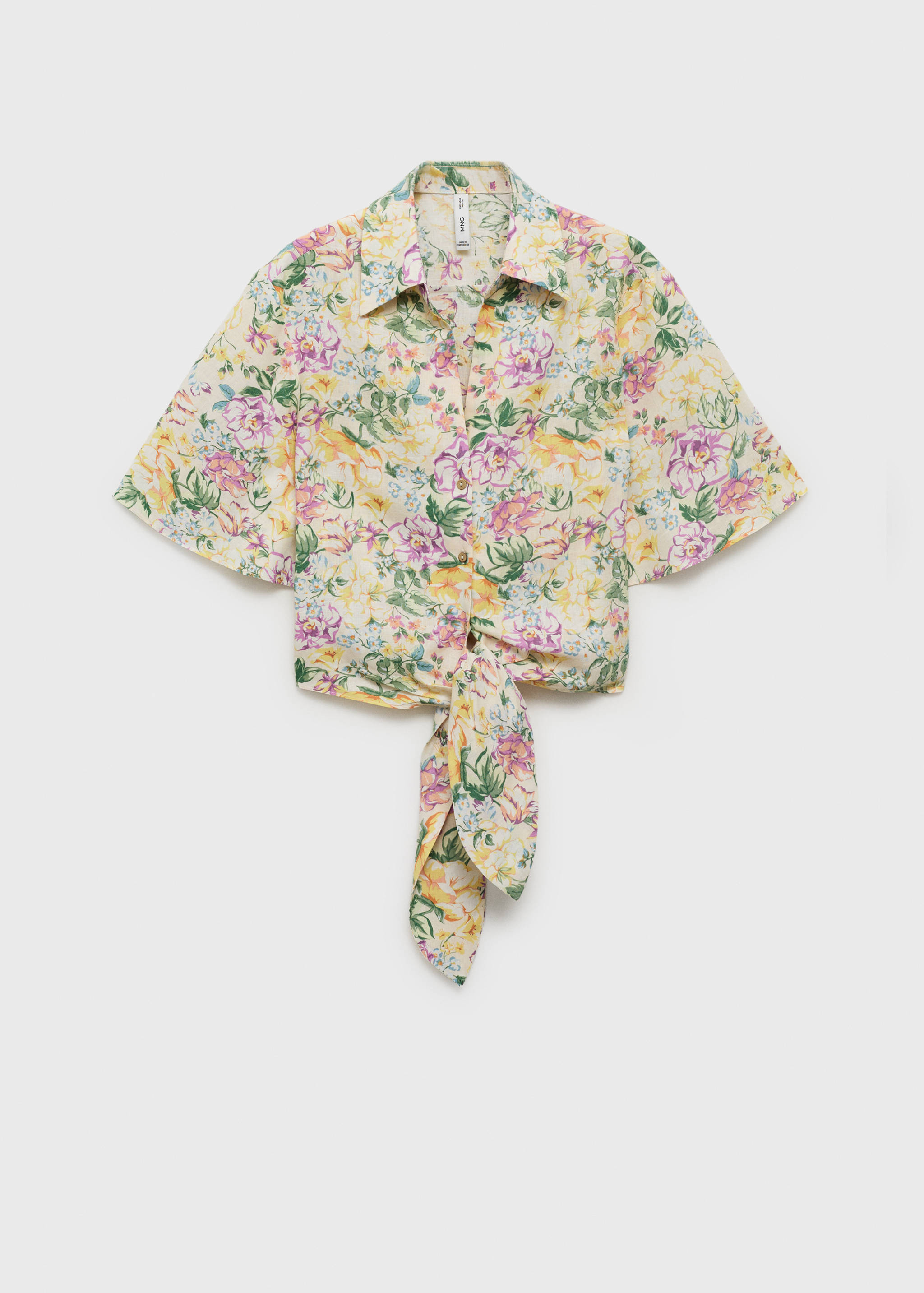 Floral linen shirt with knot detail - Article without model