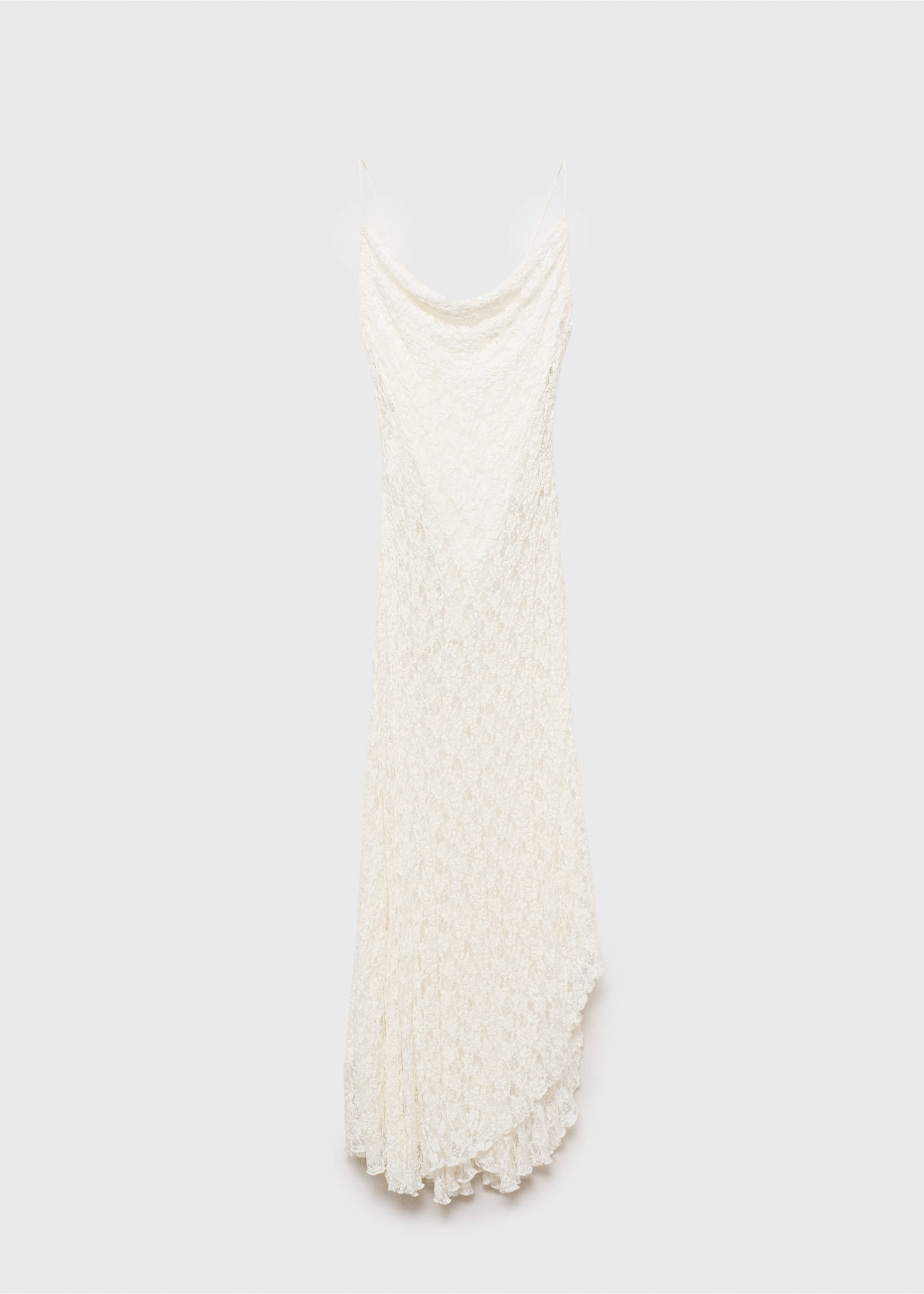 Lace dress with draped neck - Article without model, Off White. Ref: 87037179-00.