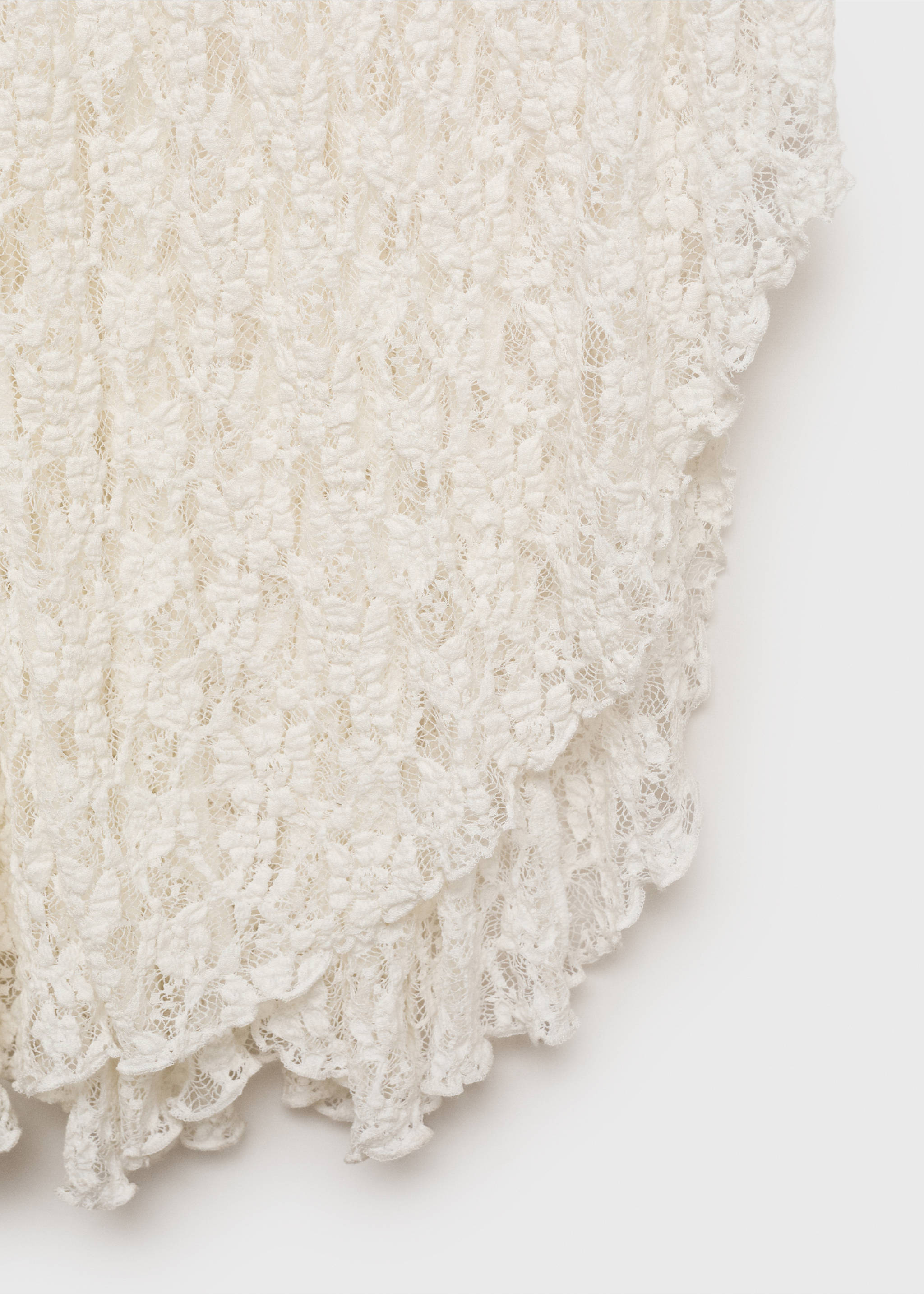 Lace dress with draped neck - Details of the article 0, Off White. Ref: 87037179-00.