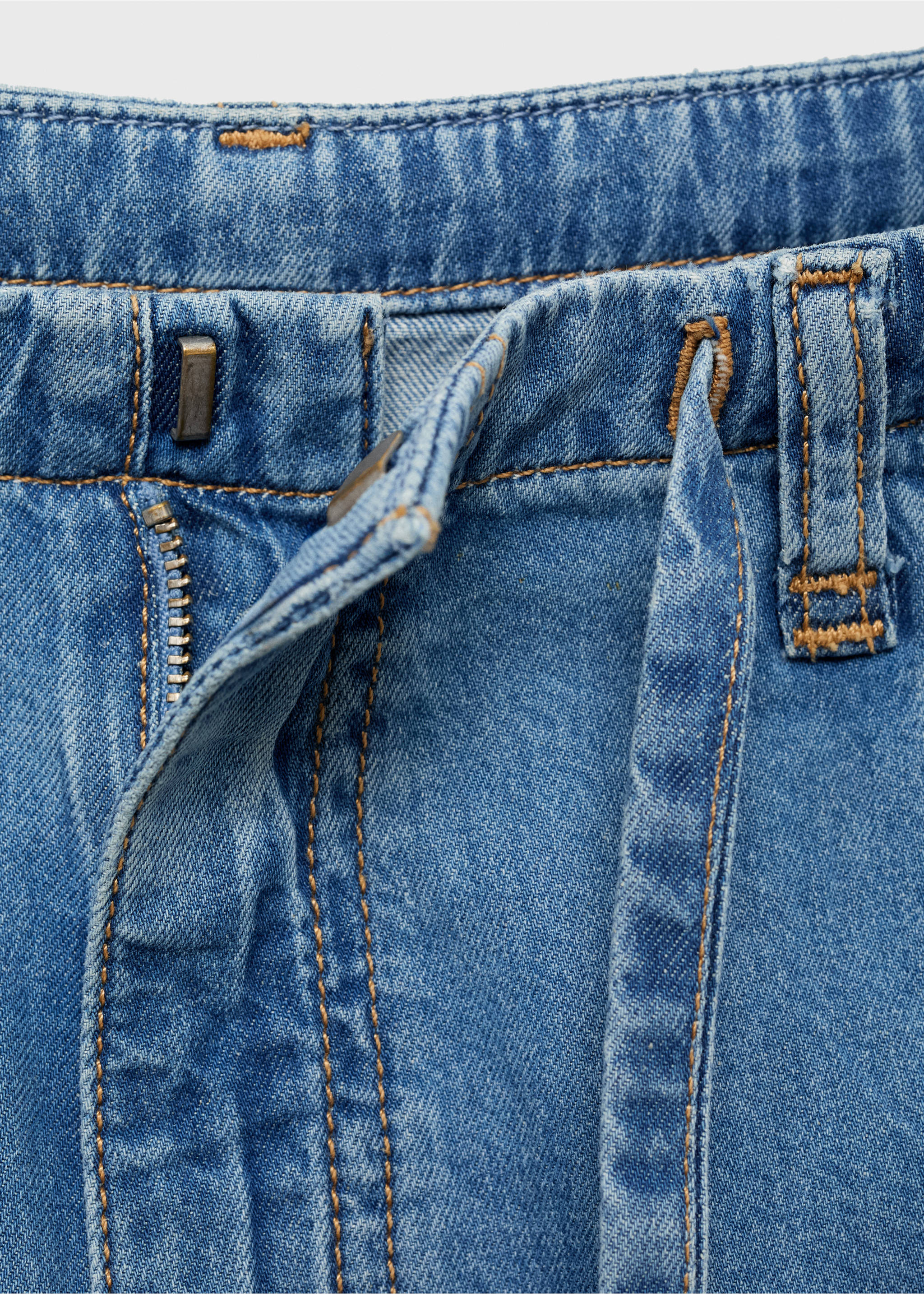 Wide leg denim trousers with belt - Details of the article 0, Medium Blue. Ref: 87037180-00.