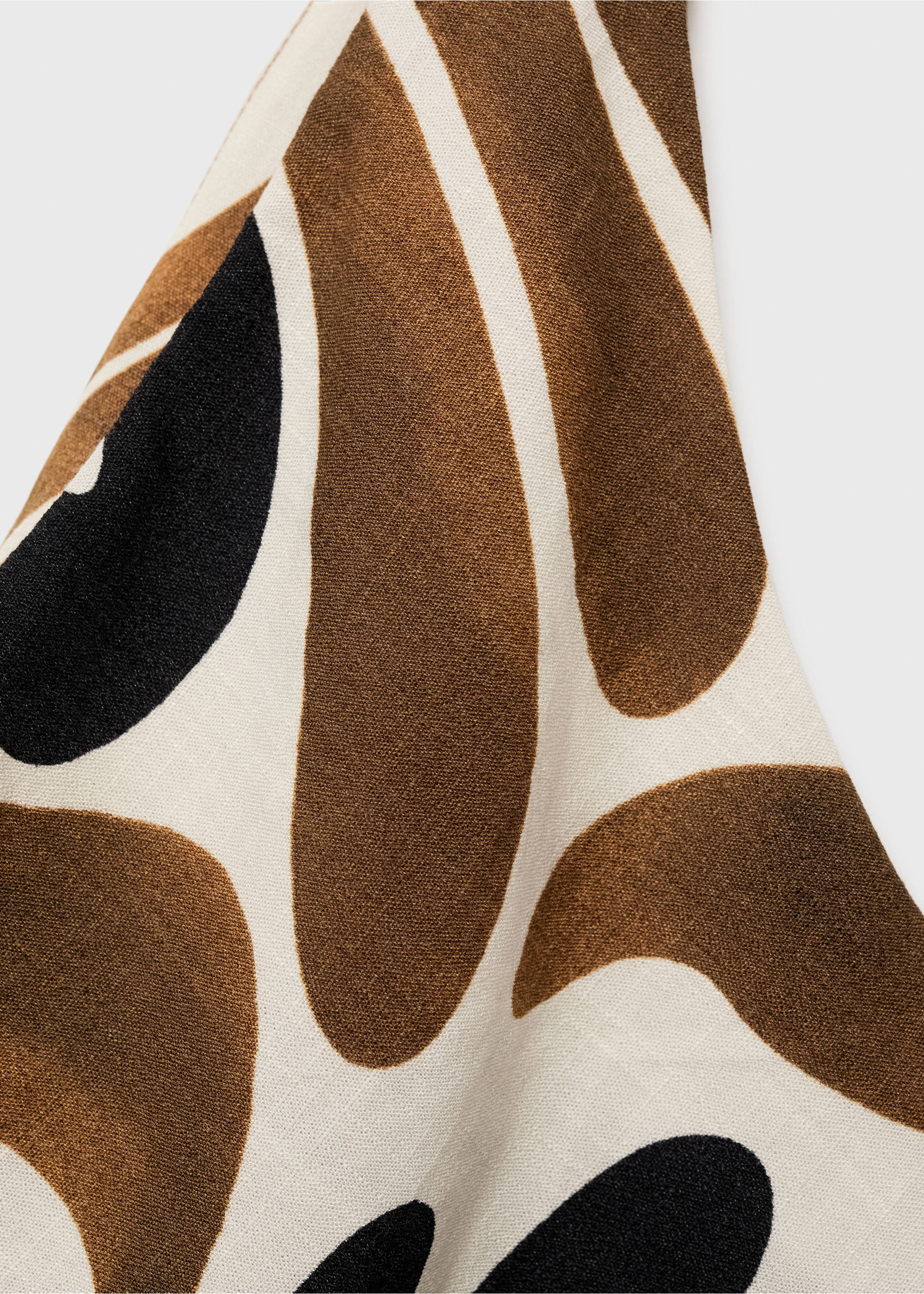Printed dress with asymmetrical neck - Details of the article 0, Brown. Ref: 87037182-00.