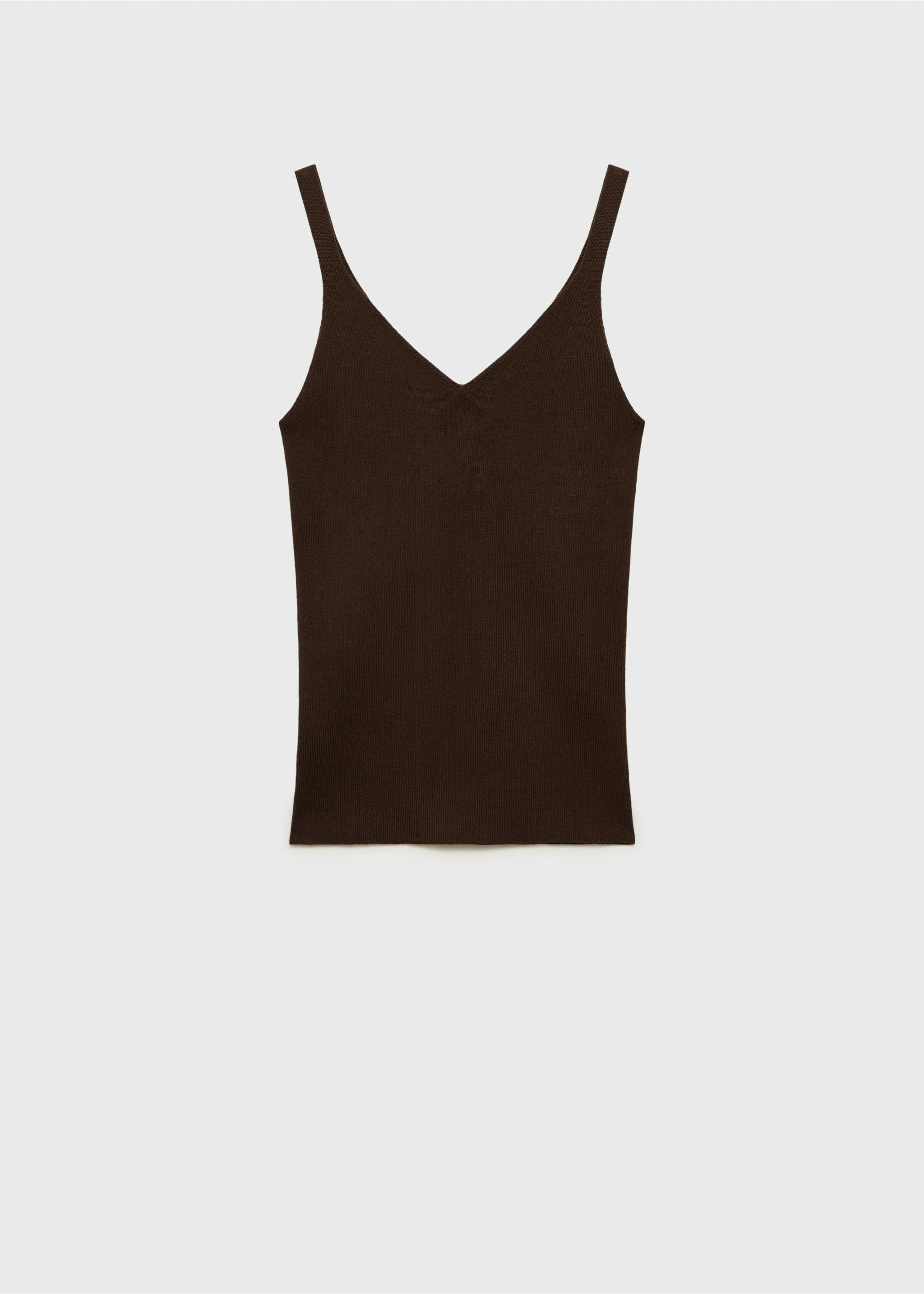V-neck knit top - Article without model, Chocolate. Ref: 87037184-00.