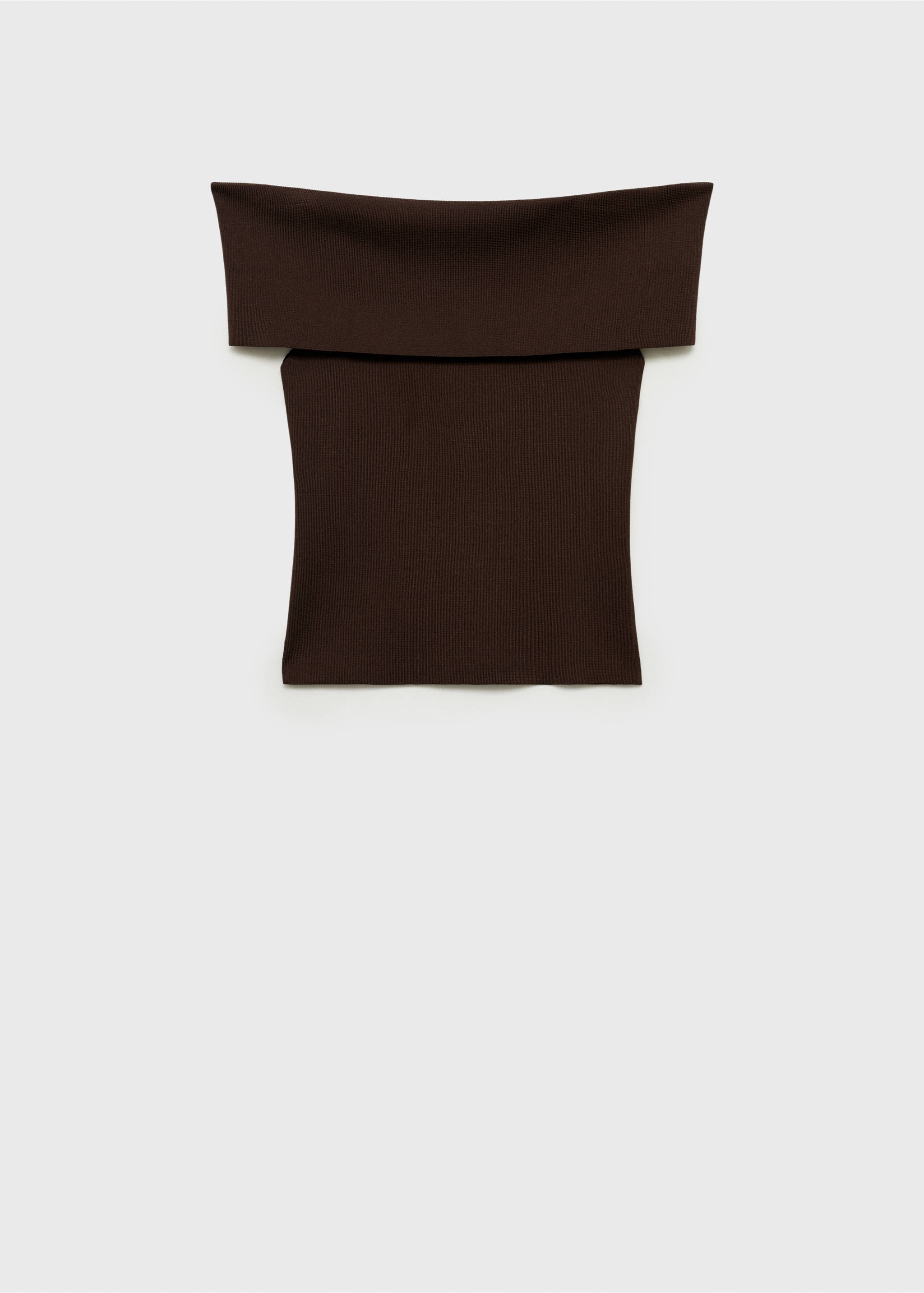 Off-the-shoulder knitted top - Article without model, Chocolate. Ref: 87037185-00.