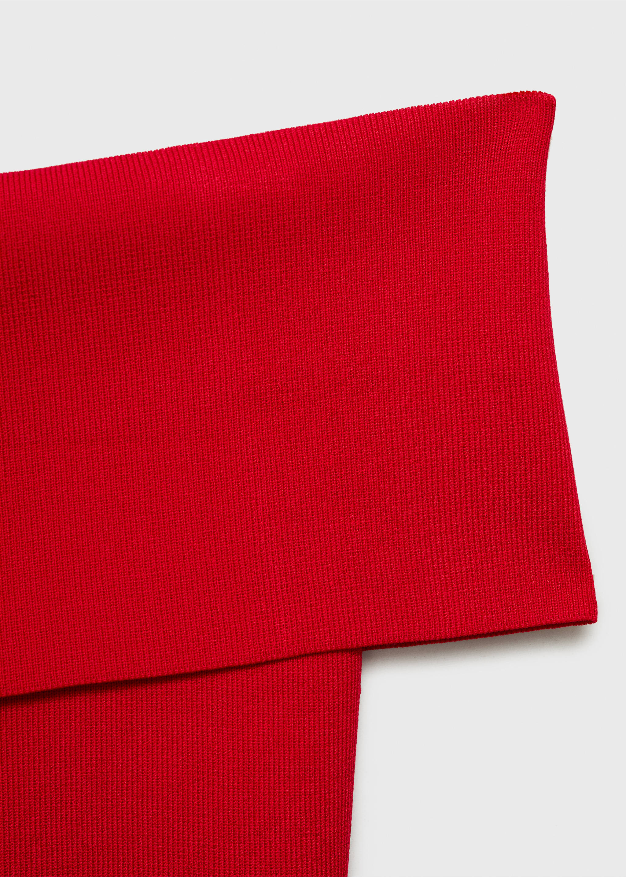 Off-the-shoulder knitted top - Details of the article 0, Red. Ref: 87037185-00.