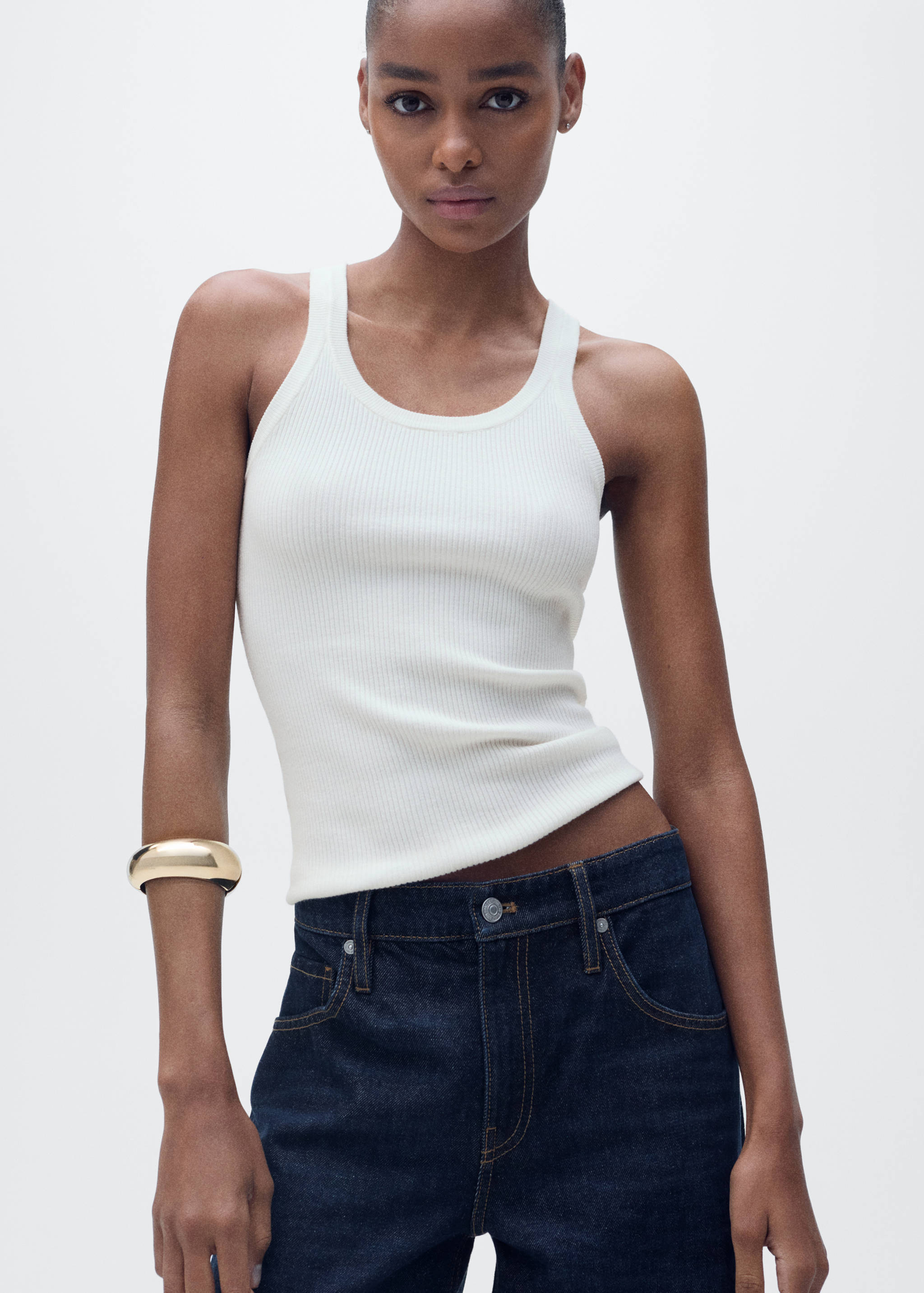 Geribde gebreide top - Middenvlak