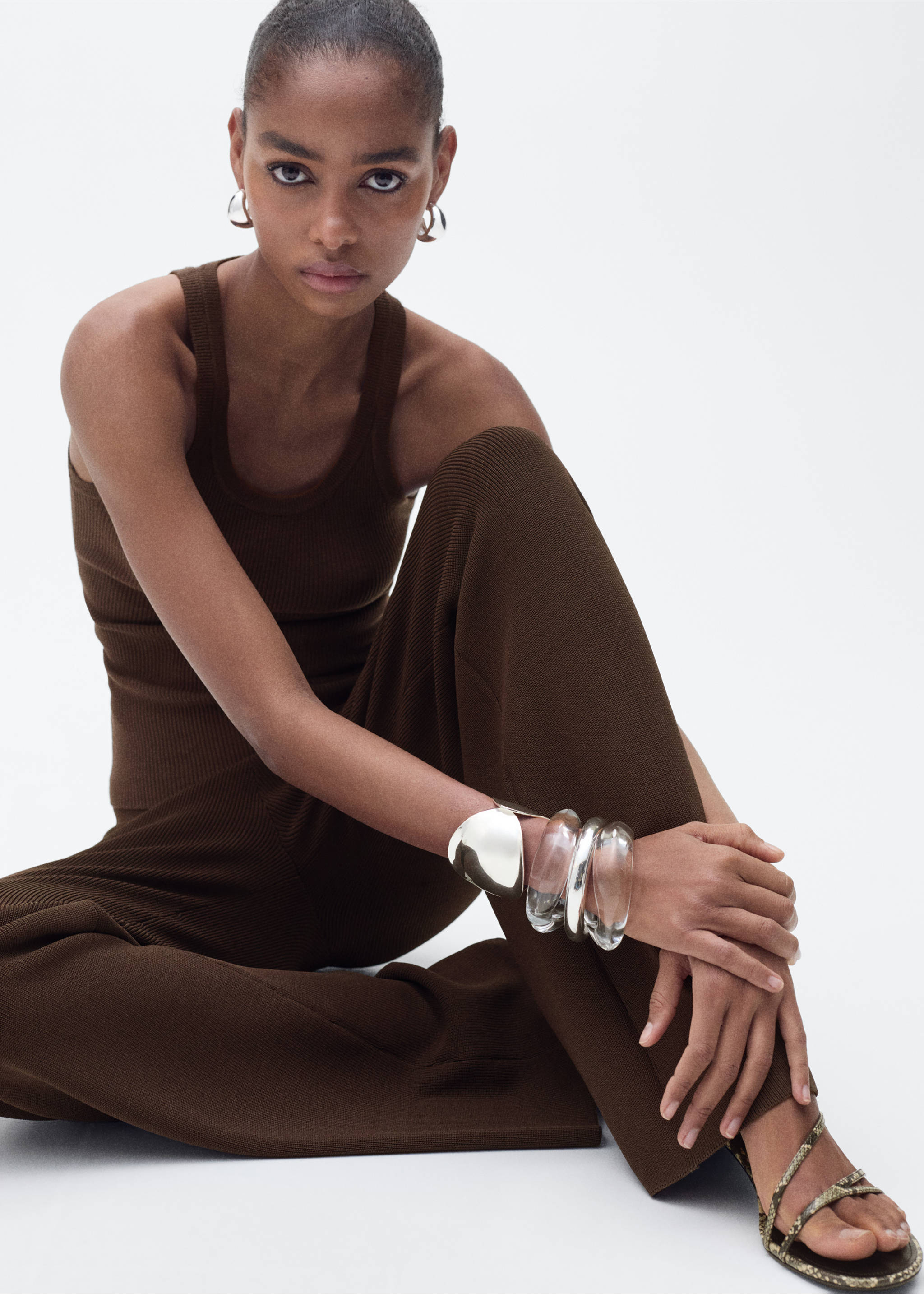 Top maille côtelée - Détail de l'article 6, Chocolat. Ref: 87037186-00.