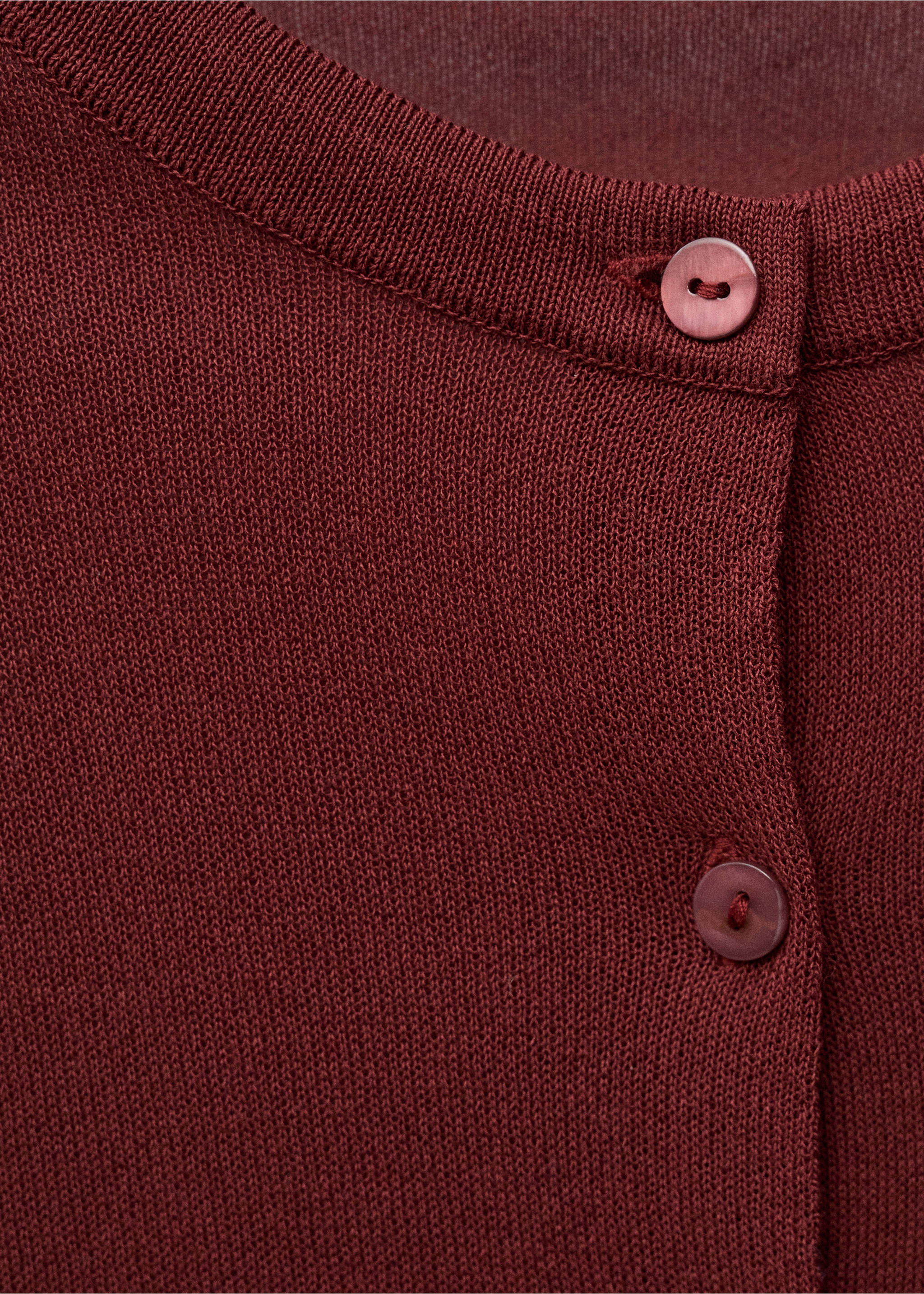 Fine-knit straight-fit cardigan - Details of the article 0, Burgundy. Ref: 87037190-00.