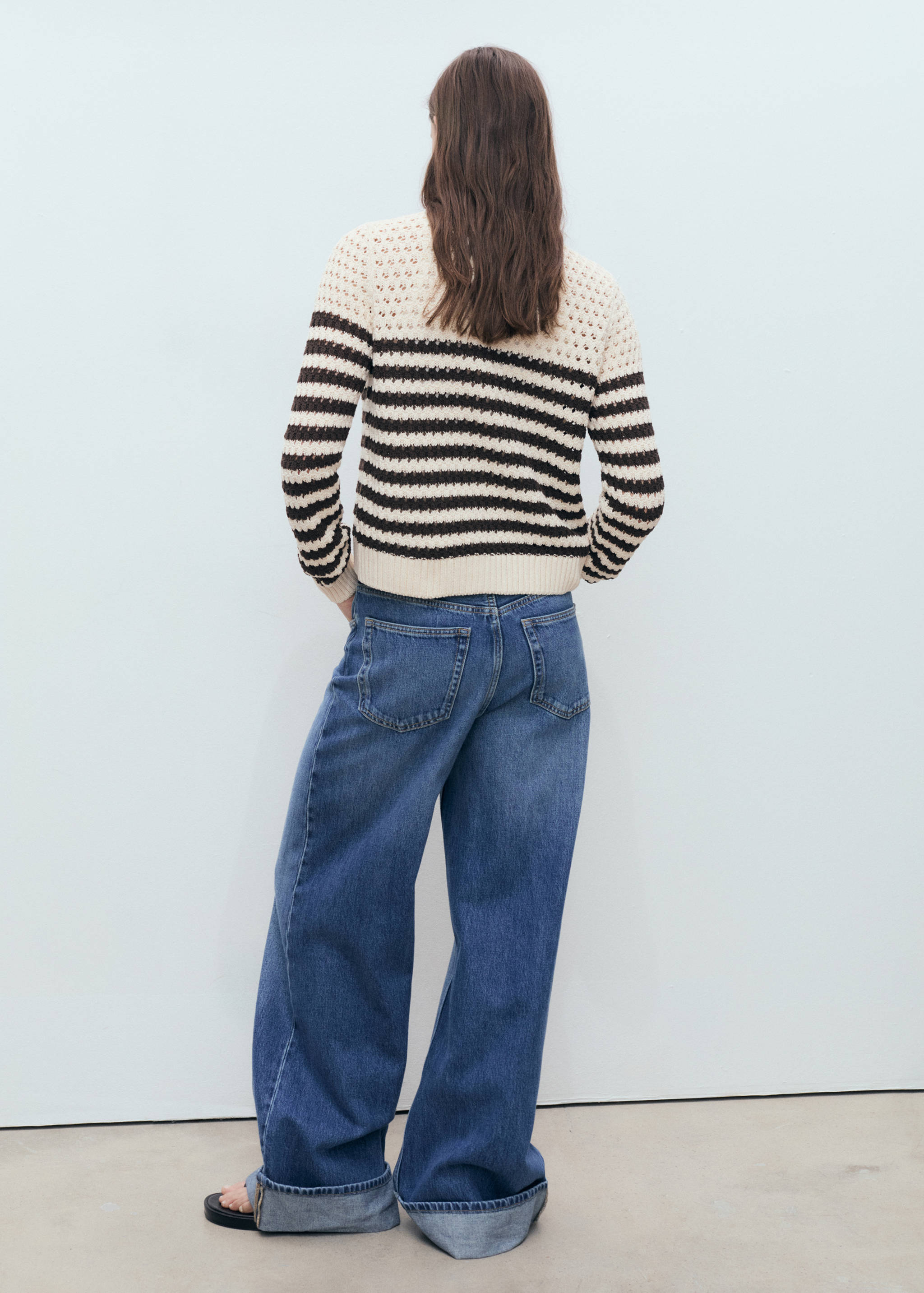 Striped openwork knitted cardigan - Reverse of the article