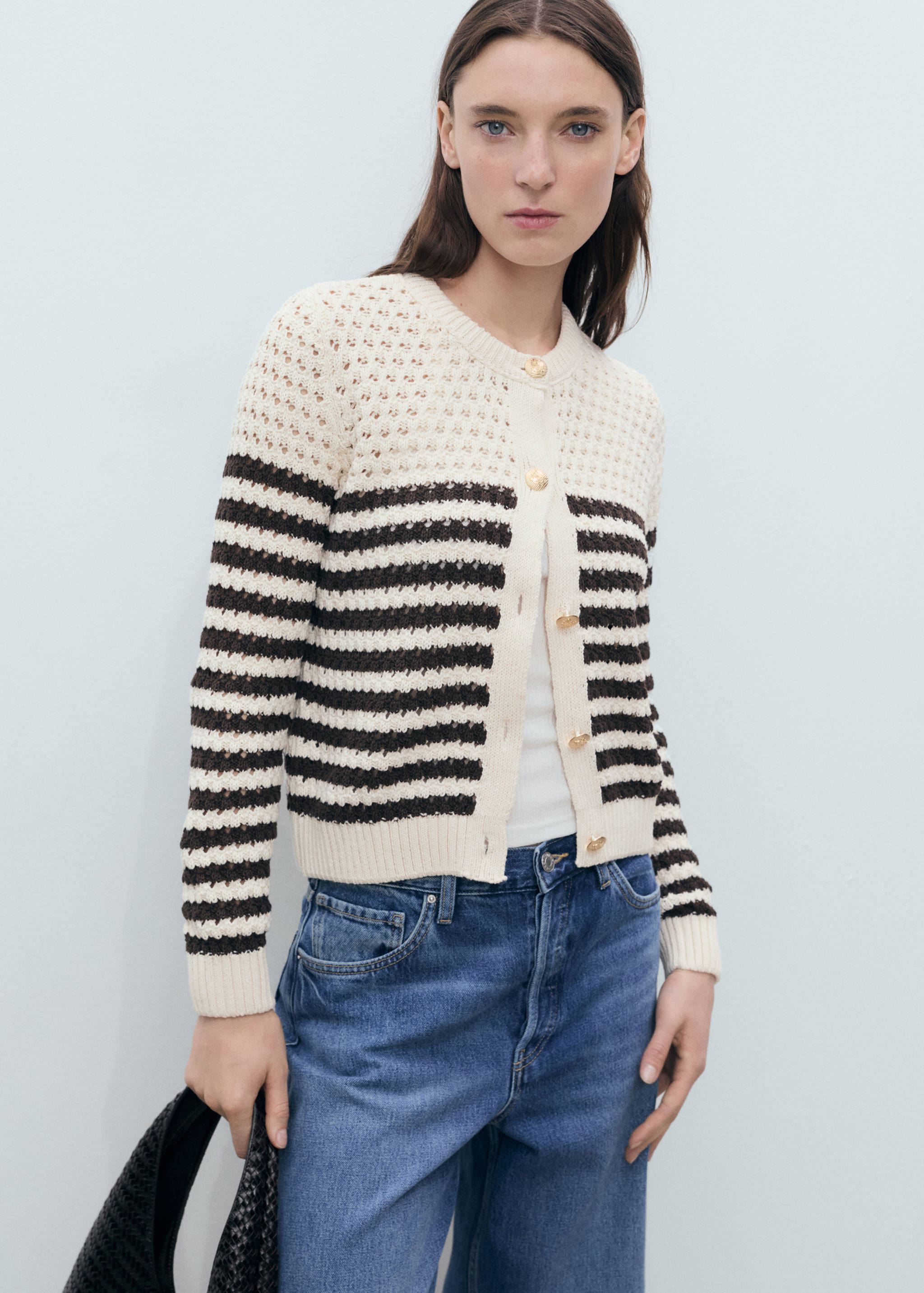 Striped openwork knitted cardigan - Details of the article 6