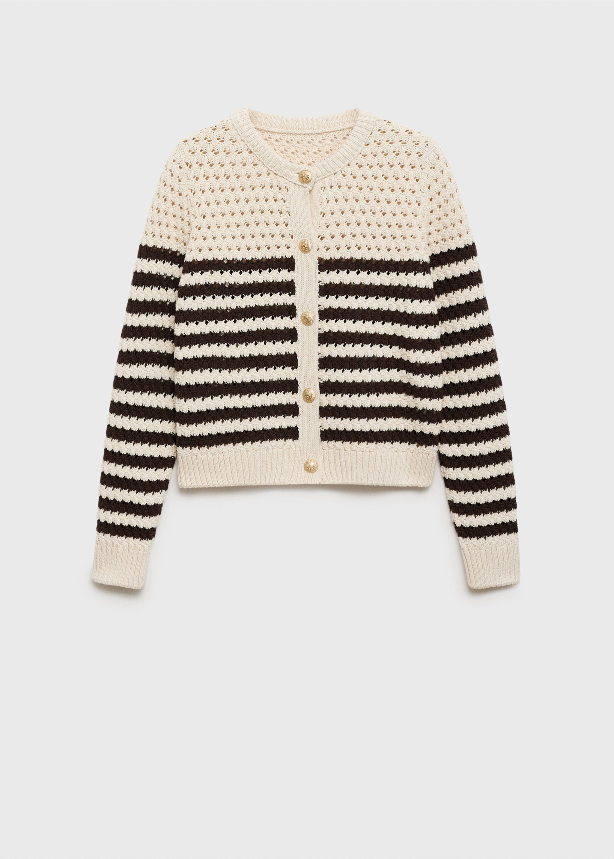 Cardigan maille ajourée rayures - Article sans modèle, Marron. Ref: 87037191-00.