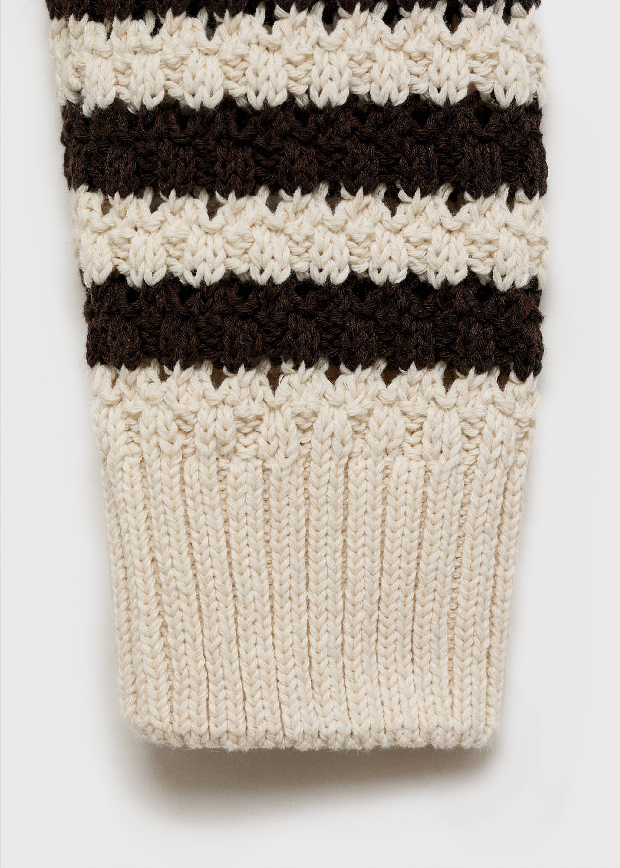 Cardigan maille ajourée rayures - Détail de l'article 0, Marron. Ref: 87037191-00.