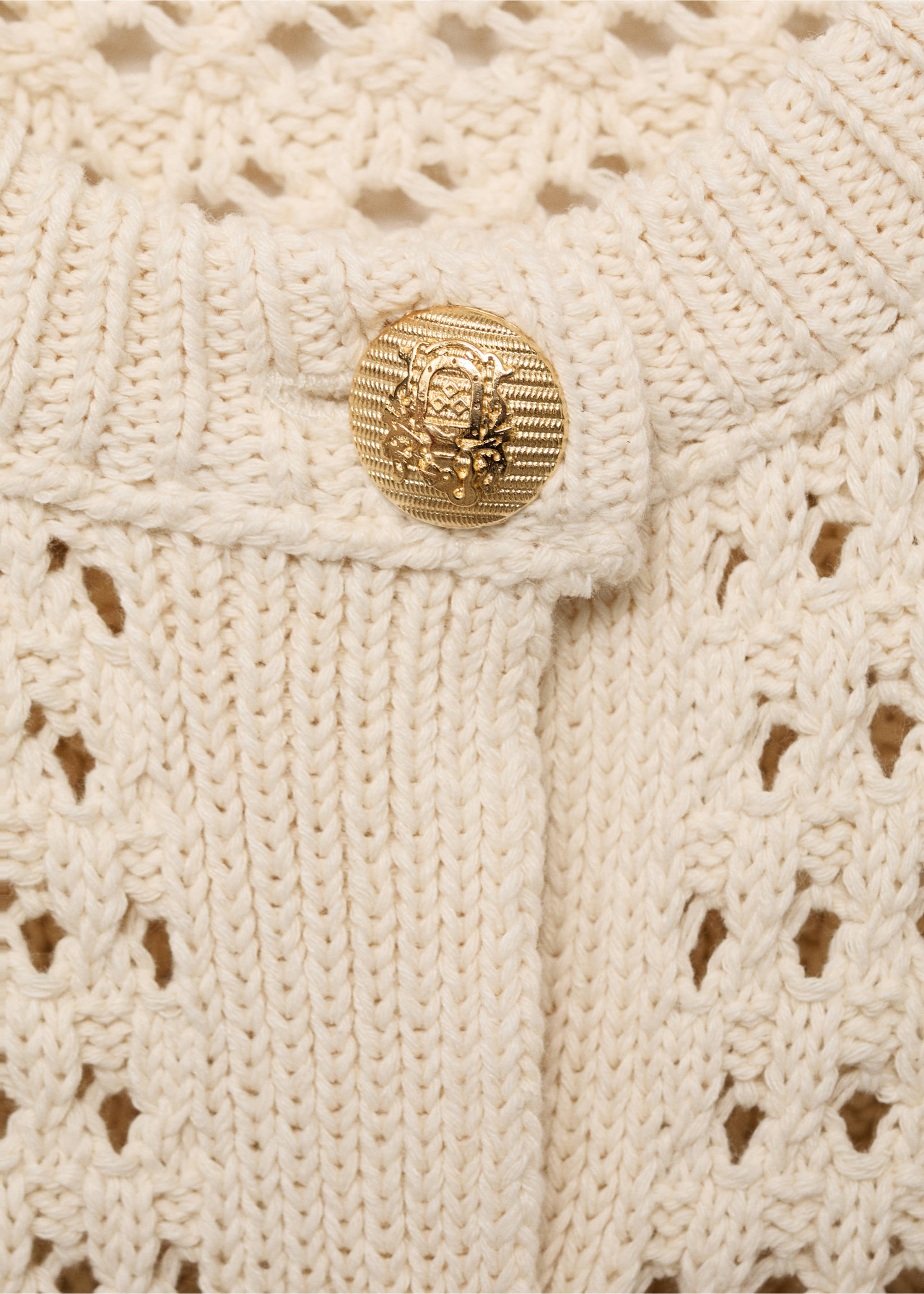 Striped openwork knitted cardigan - Details of the article 8, Navy. Ref: 87037191-00.