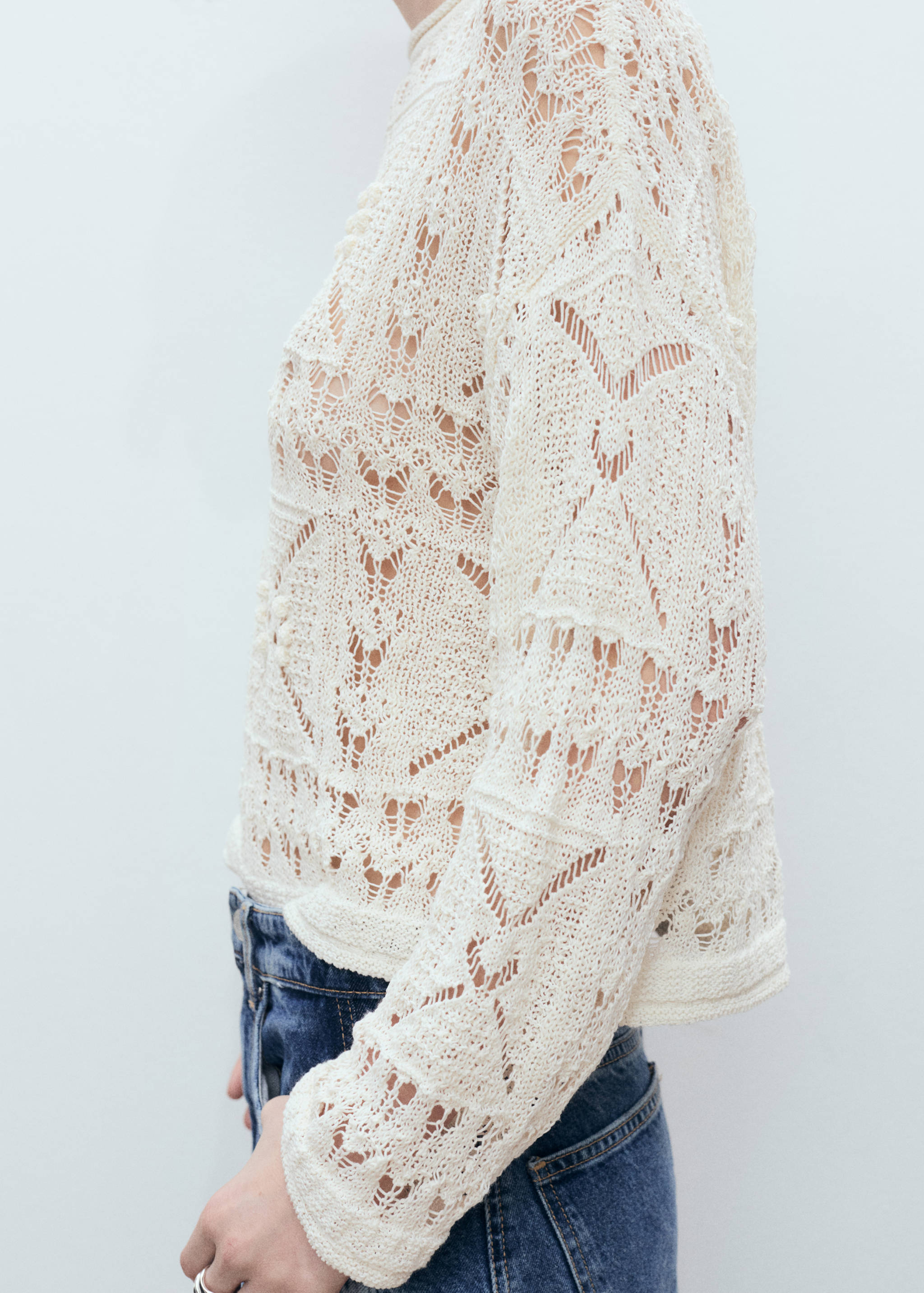 Oversized knitted sweater with lace accents - Details of the article 6