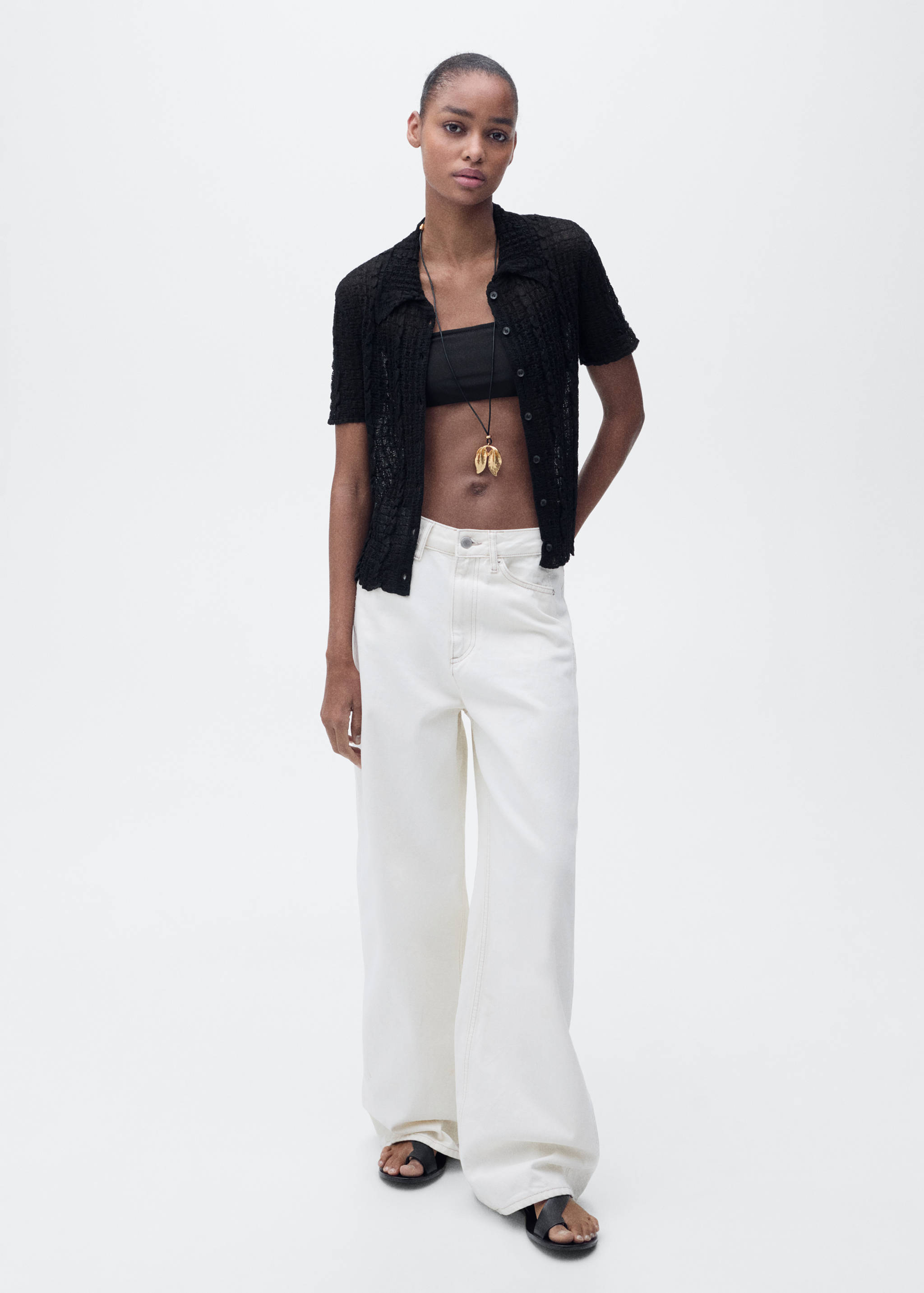 Càrdigan textura coll polo - Pla general