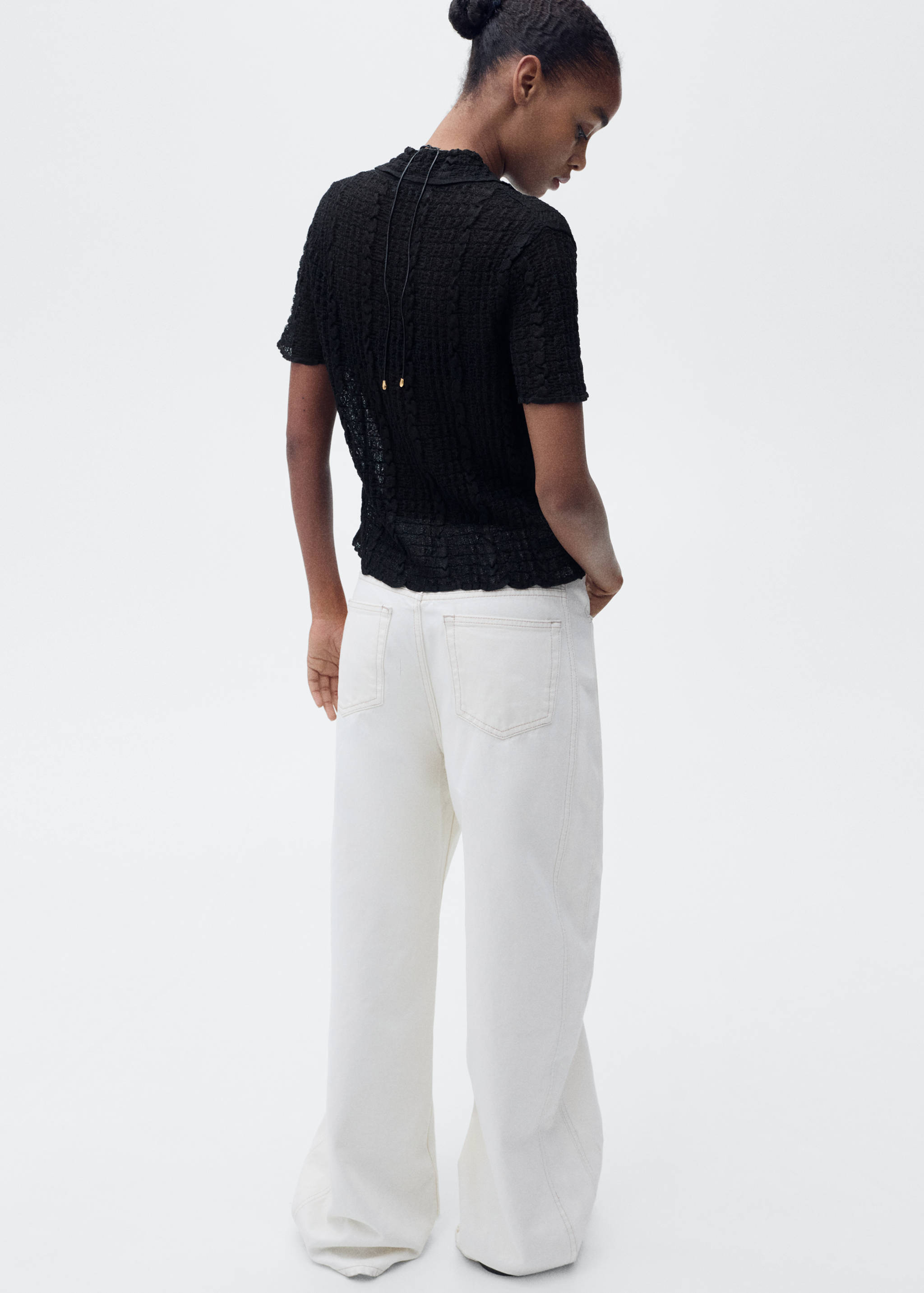 Càrdigan textura coll polo - Revers de l'article